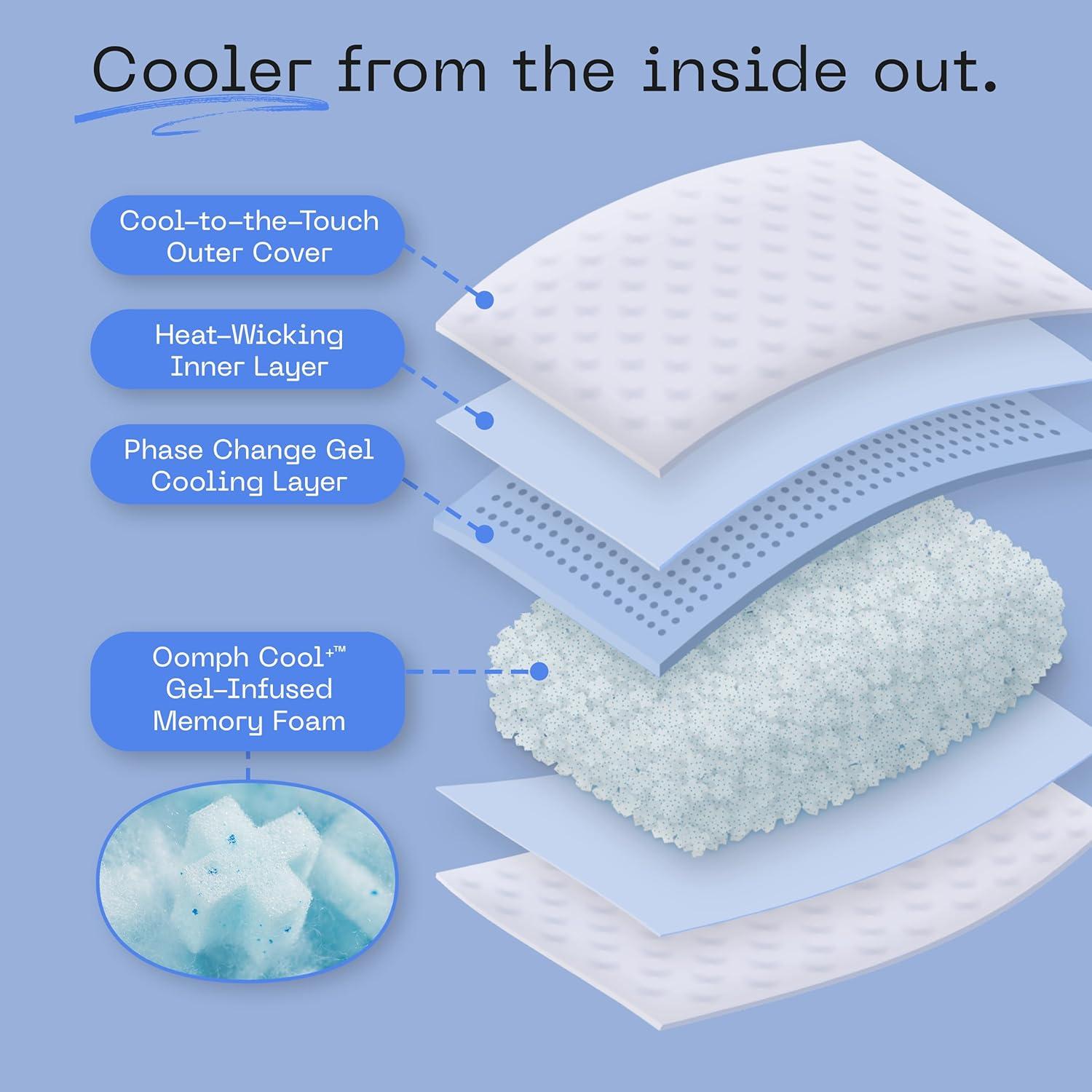 Coop Home Goods The Eden Cool+ Adjustable Pillow, Queen Size Plus Memory Foam Pillows with Cooling Gel, Back, Stomach or Side Sleeper, Neck Support