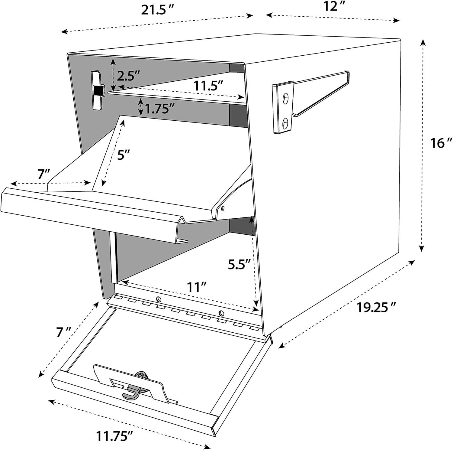 Black Steel Locking Post-Mount Security Mailbox