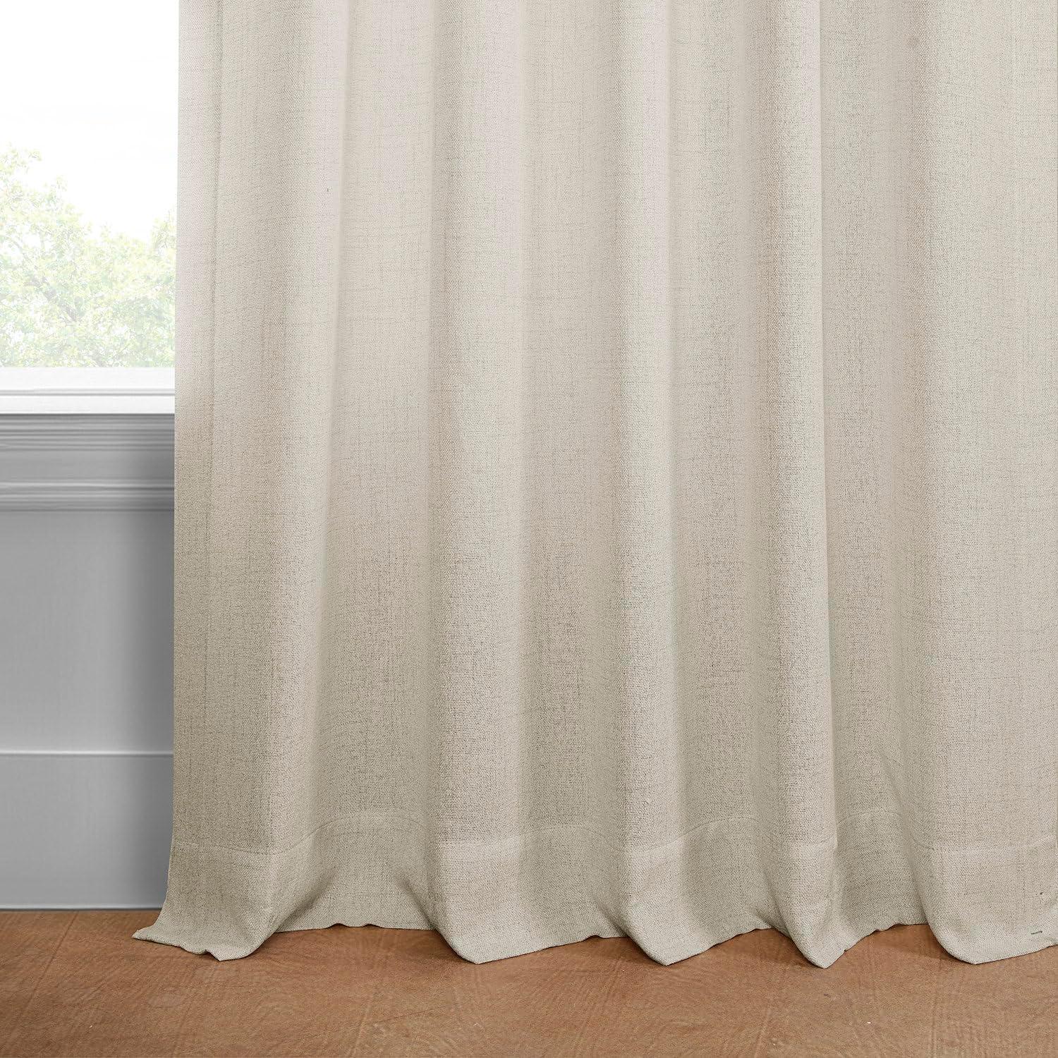 HPD Half Price Drapes Farm Town Faux Linen Textured Semi Sheer Curtains for Bedroom 84 Inches Long (2 Panels) - Rod Pocket Window Curtains for Living Room & Home Decor - 50 X 84, French Country Cream