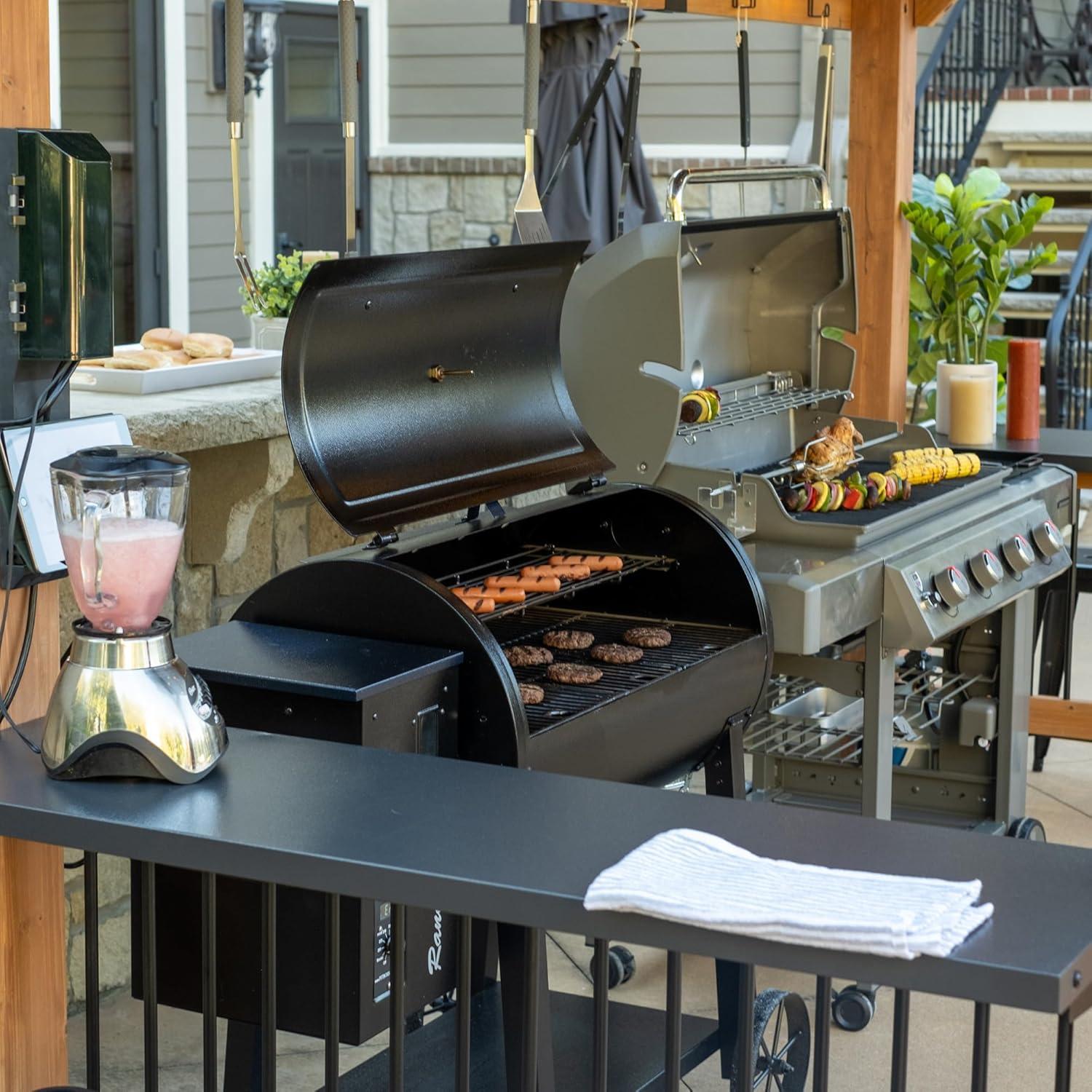 Saxony XL Cedar and Black Steel Grill Gazebo