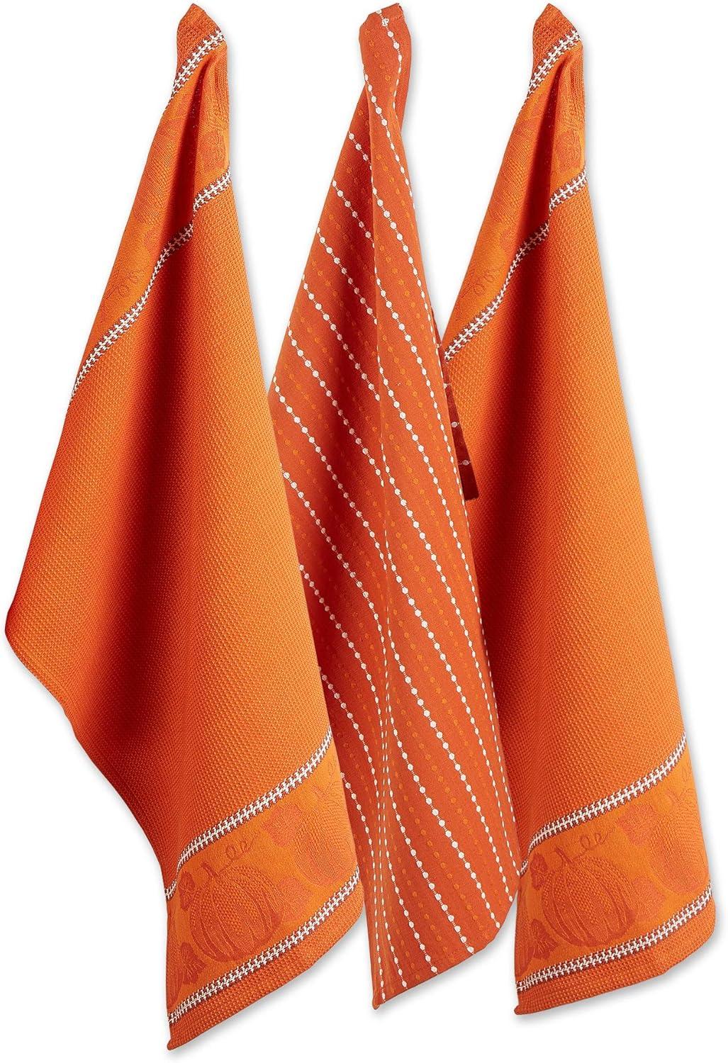 Burnt Orange Harvest Embellished Dishtowel Set/3