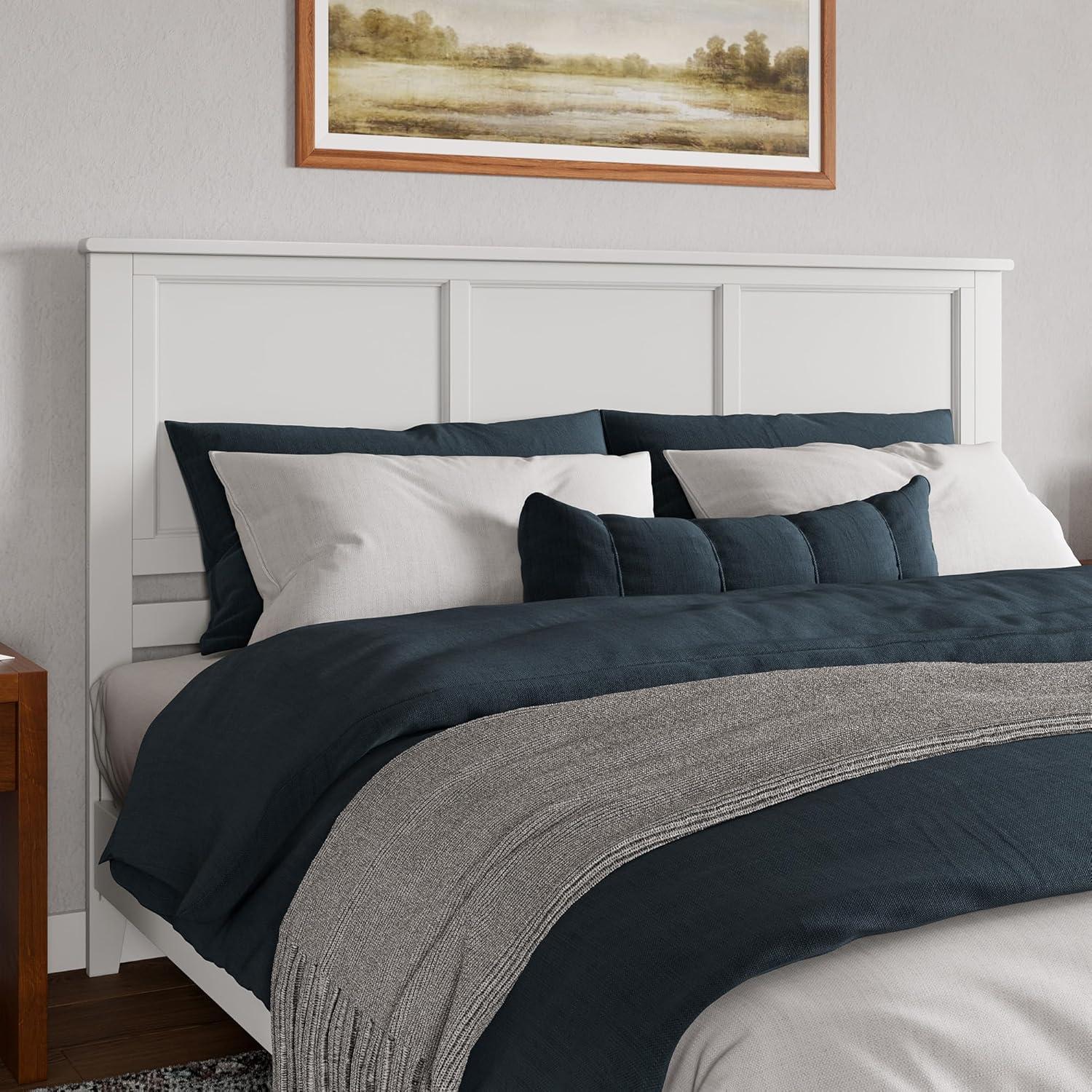 AFI Charlotte King Solid Wood Low Profile Platform Bed, White