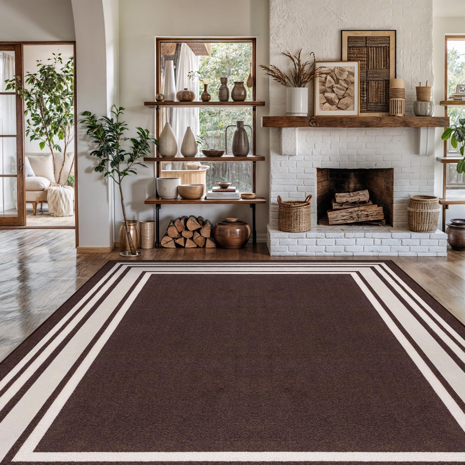 Quiogue Brown Non-Slip Area Rug