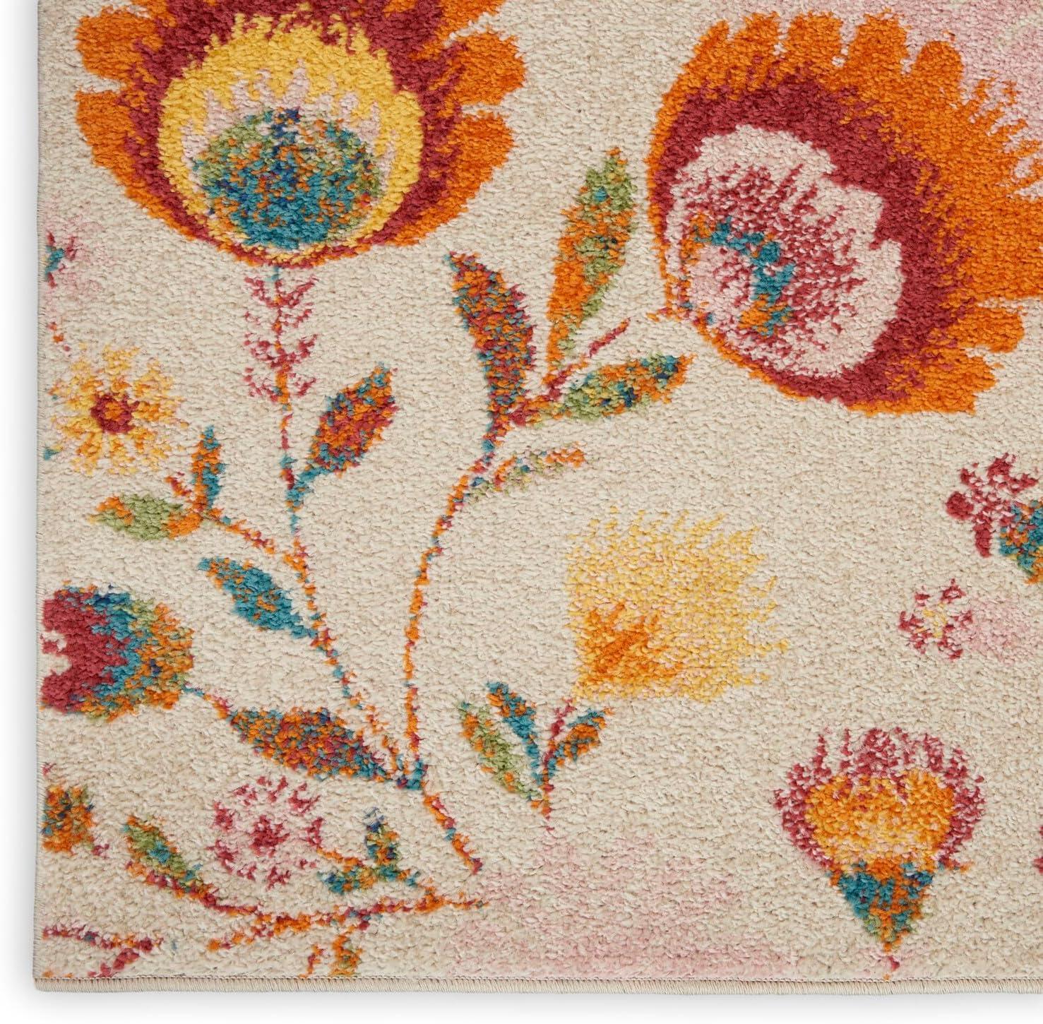 Nourison Allur Floral Ivory Multicolor 5'3" x 7'3" Area Rug, (5x7)