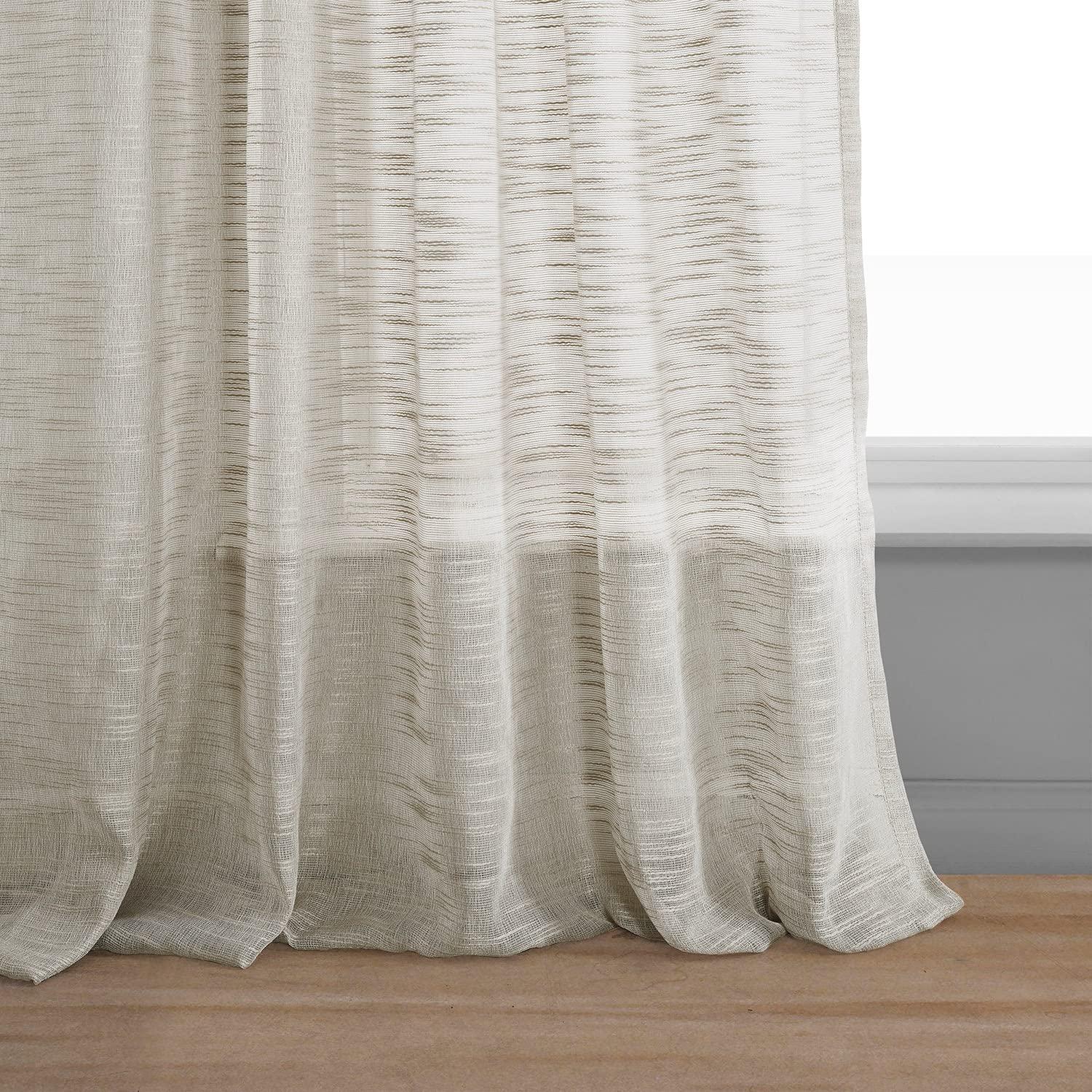 Open Weave Natural Linen Sheer Curtain (1 Panel), Open Weave Natural, 50W X 120L