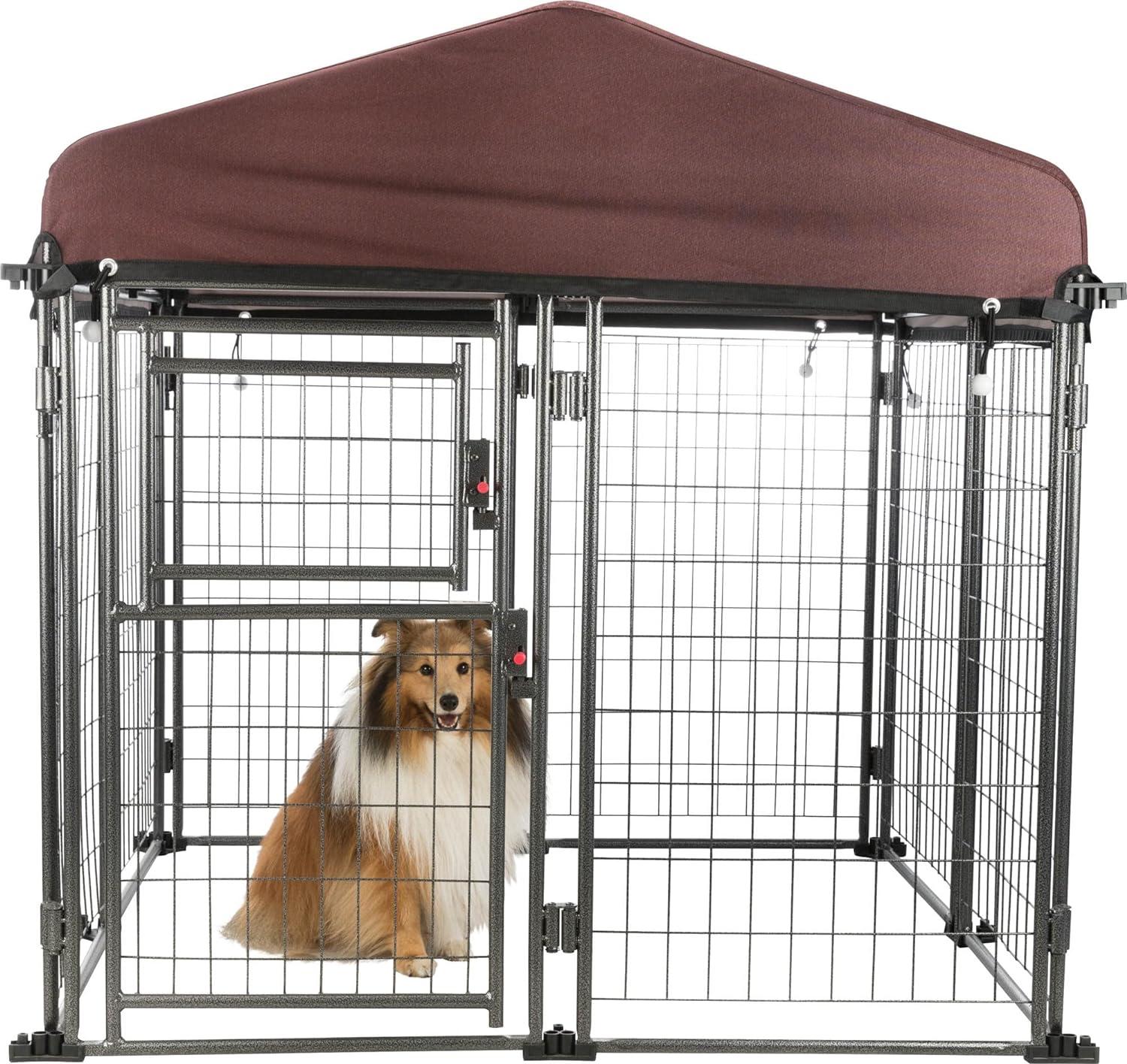 TRIXIE Deluxe Medium Expandable Metal Dog Kennel with Cover, 4x4' Wide