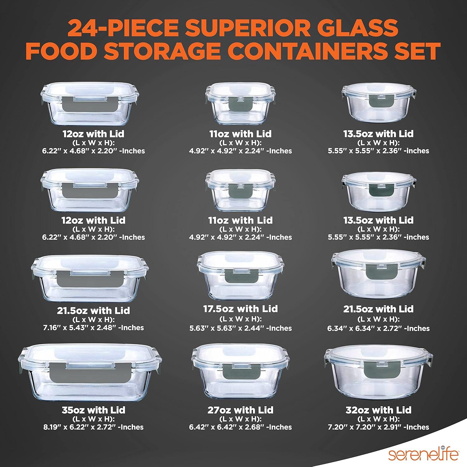 24-Piece Gray Glass Meal Prep Storage Set with Flip Top Lids