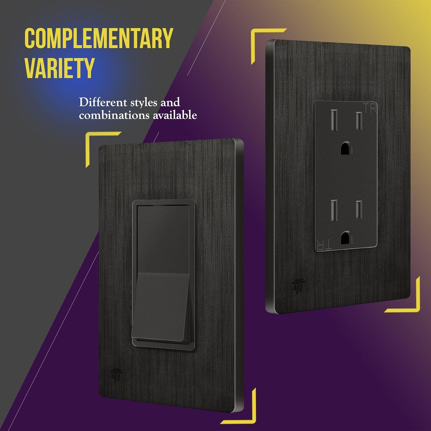 ENERLITES Elite Series Screwless Decorator Wall Plate, Child Safe Outlet Cover, Size 1-Gang Unbreakable Polycarbonate Thermoplastic, SI8831-BDB Brushed Dark Bronze