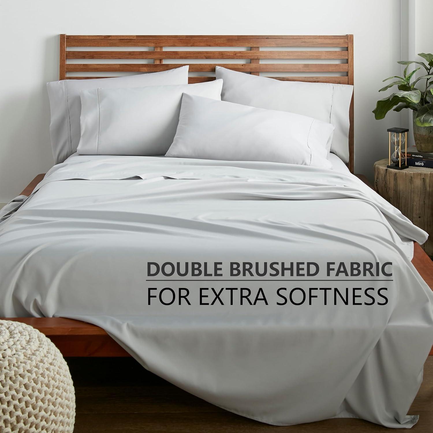 American Home Collection Queen Size 6 Piece Bed Sheet Set Grey - Ultra Soft Microfiber Deep Pocket Wrinkle Free