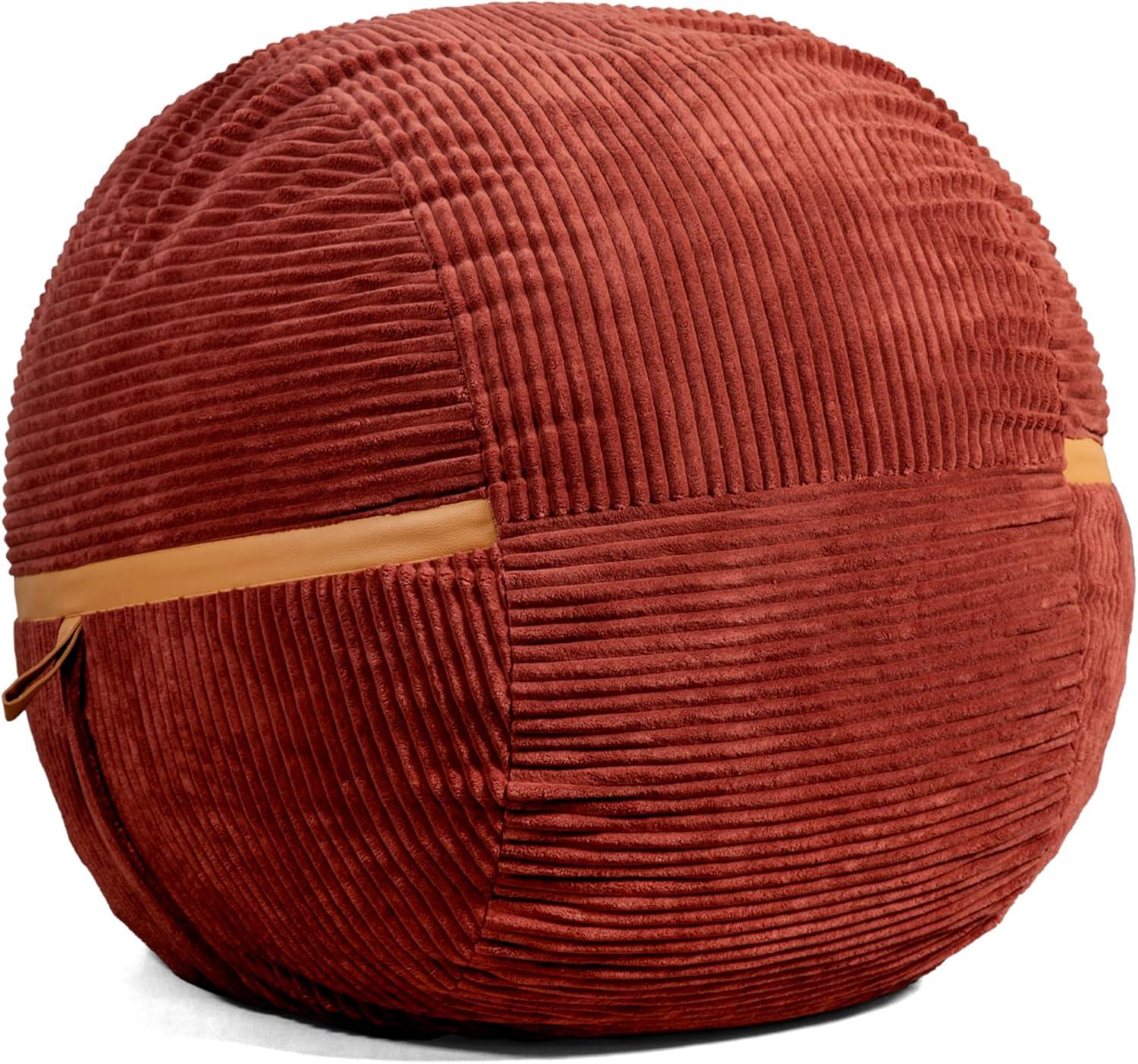 Big Joe Foam Filled Bean Bag Chair with Removable Cover, Corded Plush, Vegan Leather Accents, Medium to XXL Size