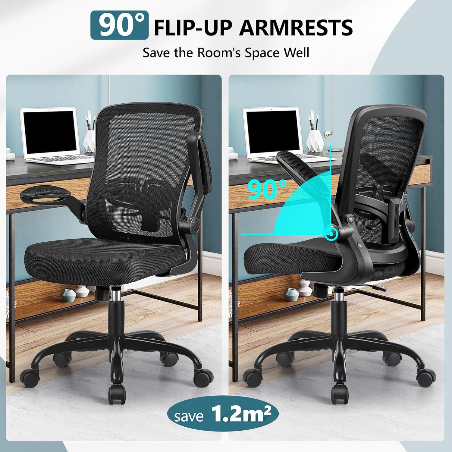 Ergonomic Black Mesh Office Chair with Adjustable Arms and Swivel Base