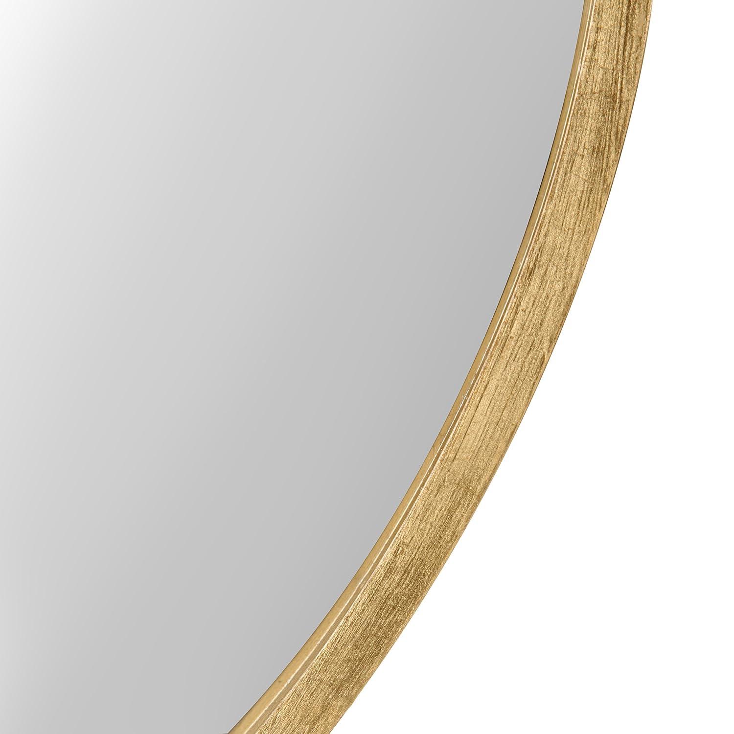 26" x 26" Travis Round Wood Accent Wall Mirror Gold - Kate and Laurel All Things Decor: Vanity, Decorative, No Assembly Required
