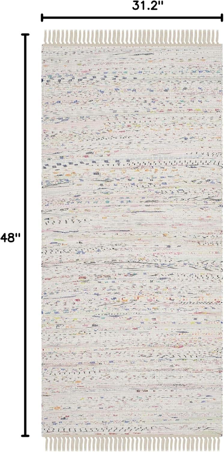 Rag Rug RAR121 Hand Woven Indoor Accent Rug - 2'6"x4' - Ivory/Multi - Safavieh