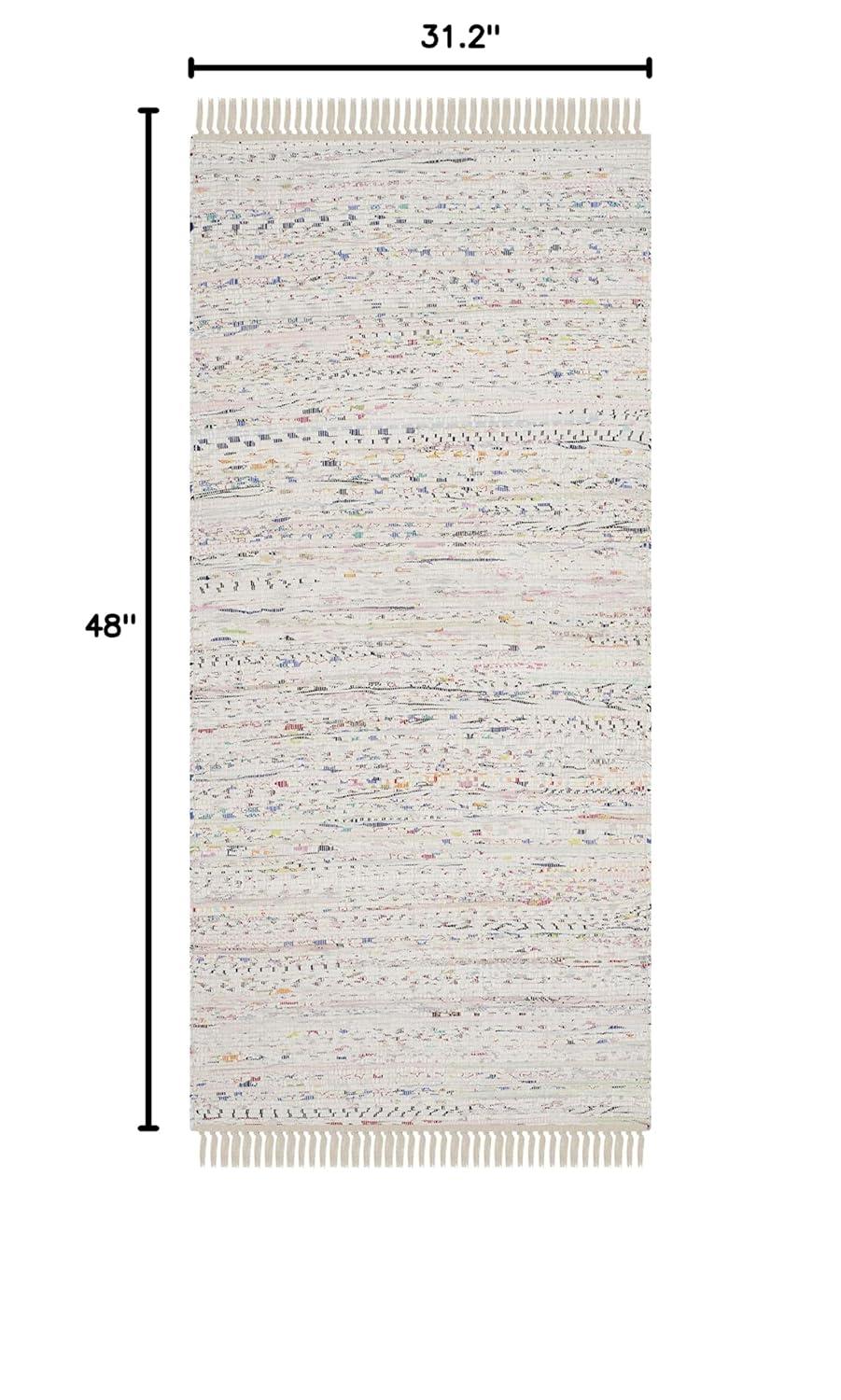 Rag Rug RAR121 Hand Woven Indoor Accent Rug - 2'6"x4' - Ivory/Multi - Safavieh