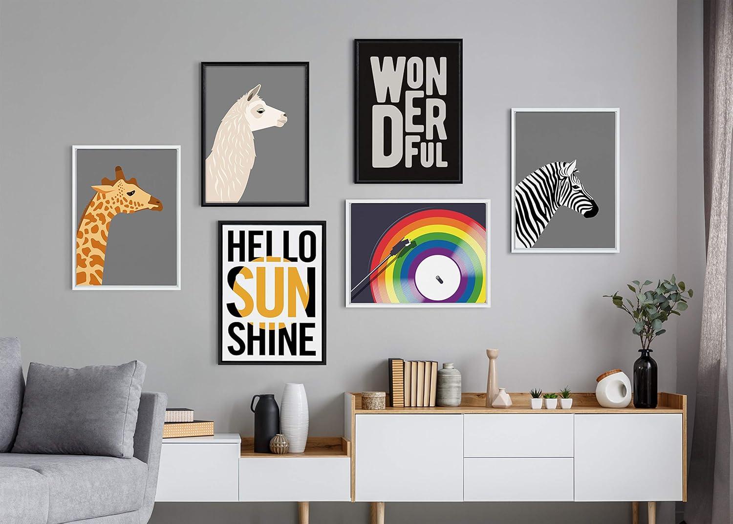 18" x 24" Sylvie Hello Sunshine Framed Canvas Wall Art by Rocket Jack Black - Kate & Laurel: Modern Style, Plastic Frame, Sawtooth Mount