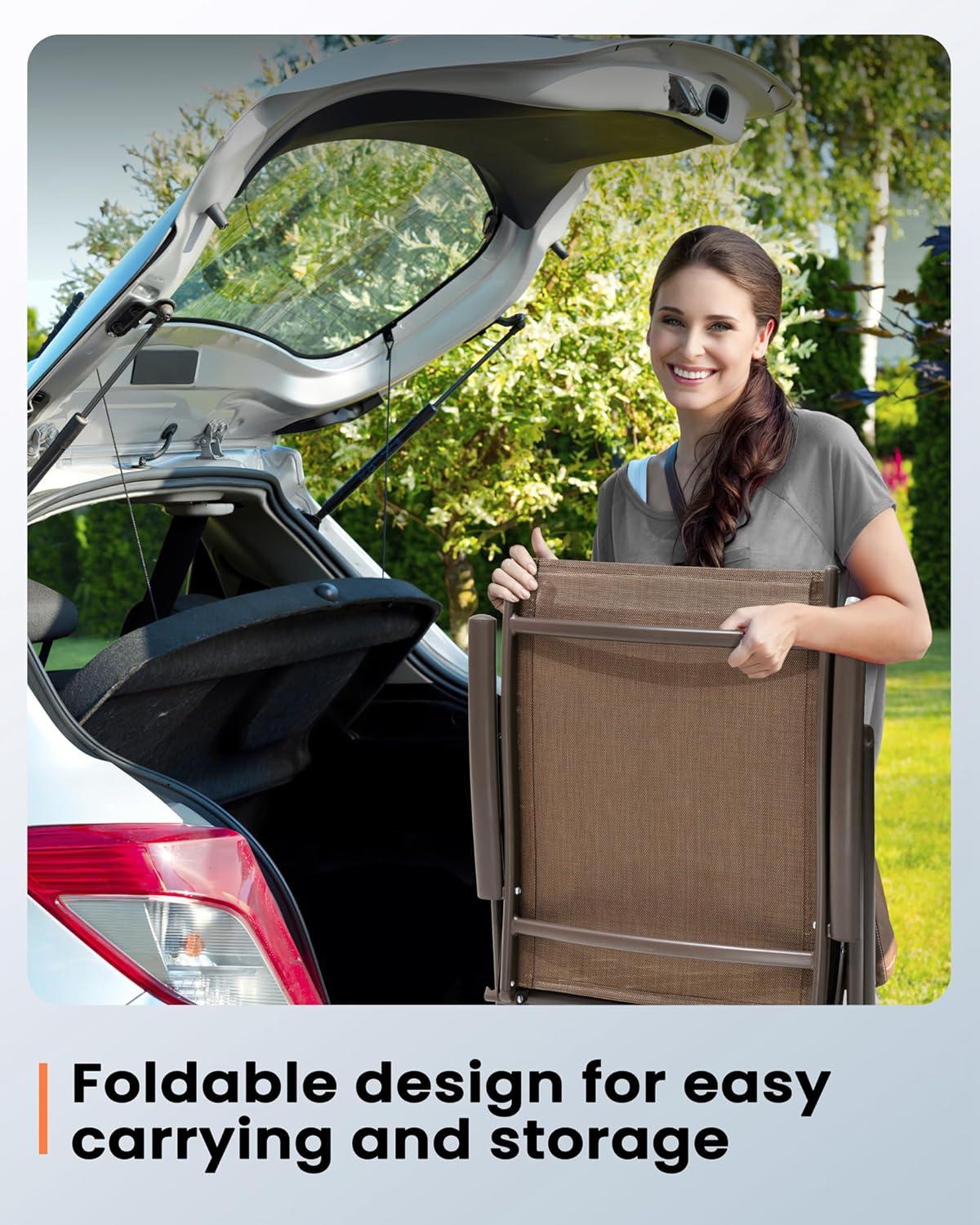 Pellebant Outdoor Chaise Lounge Aluminum Patio Folding Chair,Brown