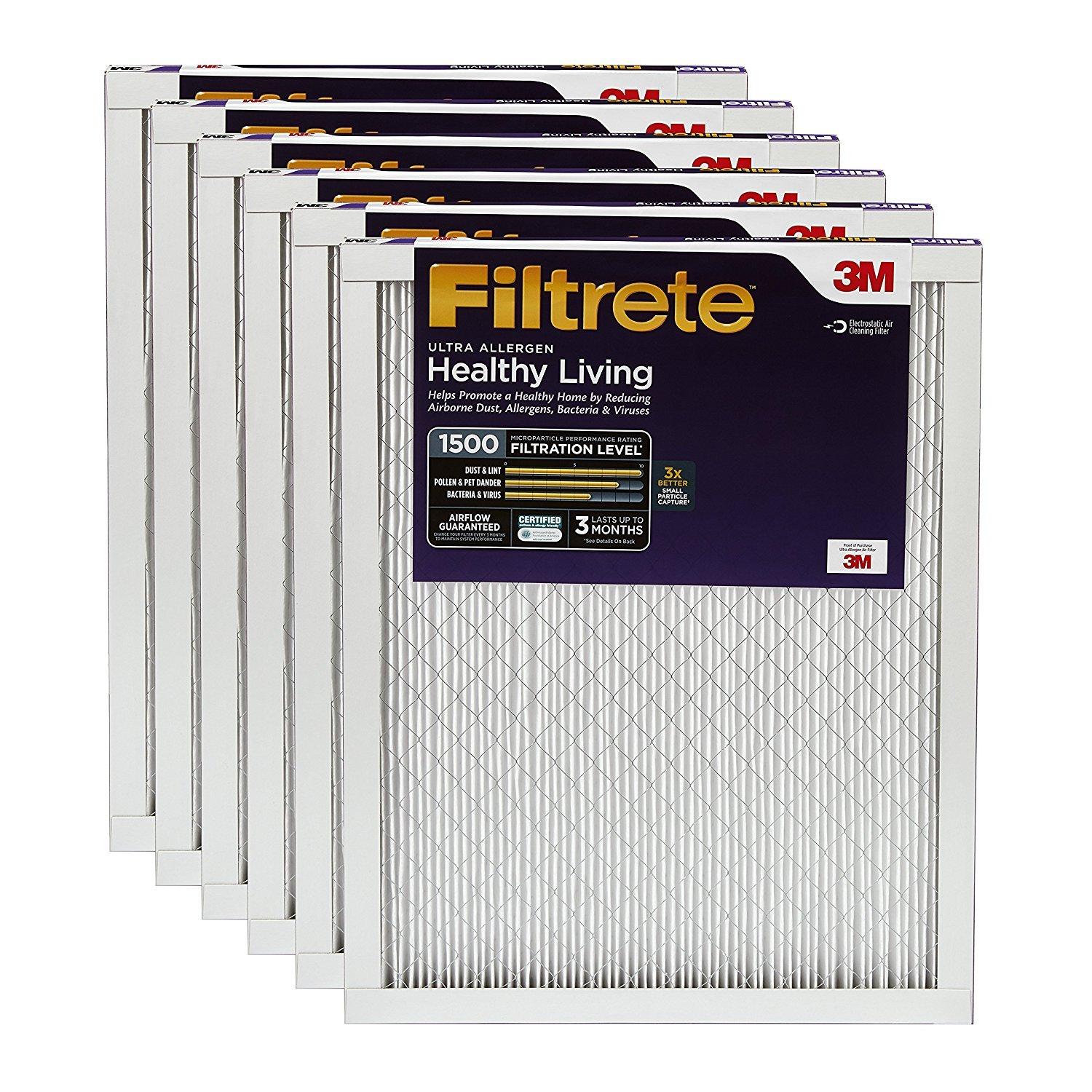 Filtrete 12x12x1 Allergen Bacteria and Virus Air Filter 1500 MPR: Electrostatic Furnace Filter, MERV 12, 3-Month Use