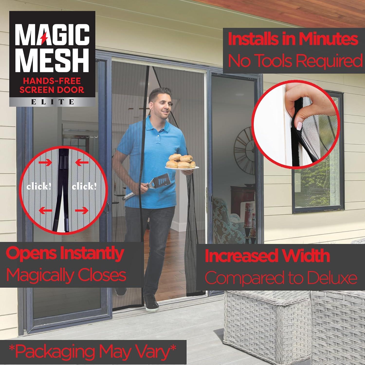 MAGIC MESH Screened Shelters Elite: Magnetic Doorway Screen, Polyester Canopy, Black, Easy Setup, 1 Door