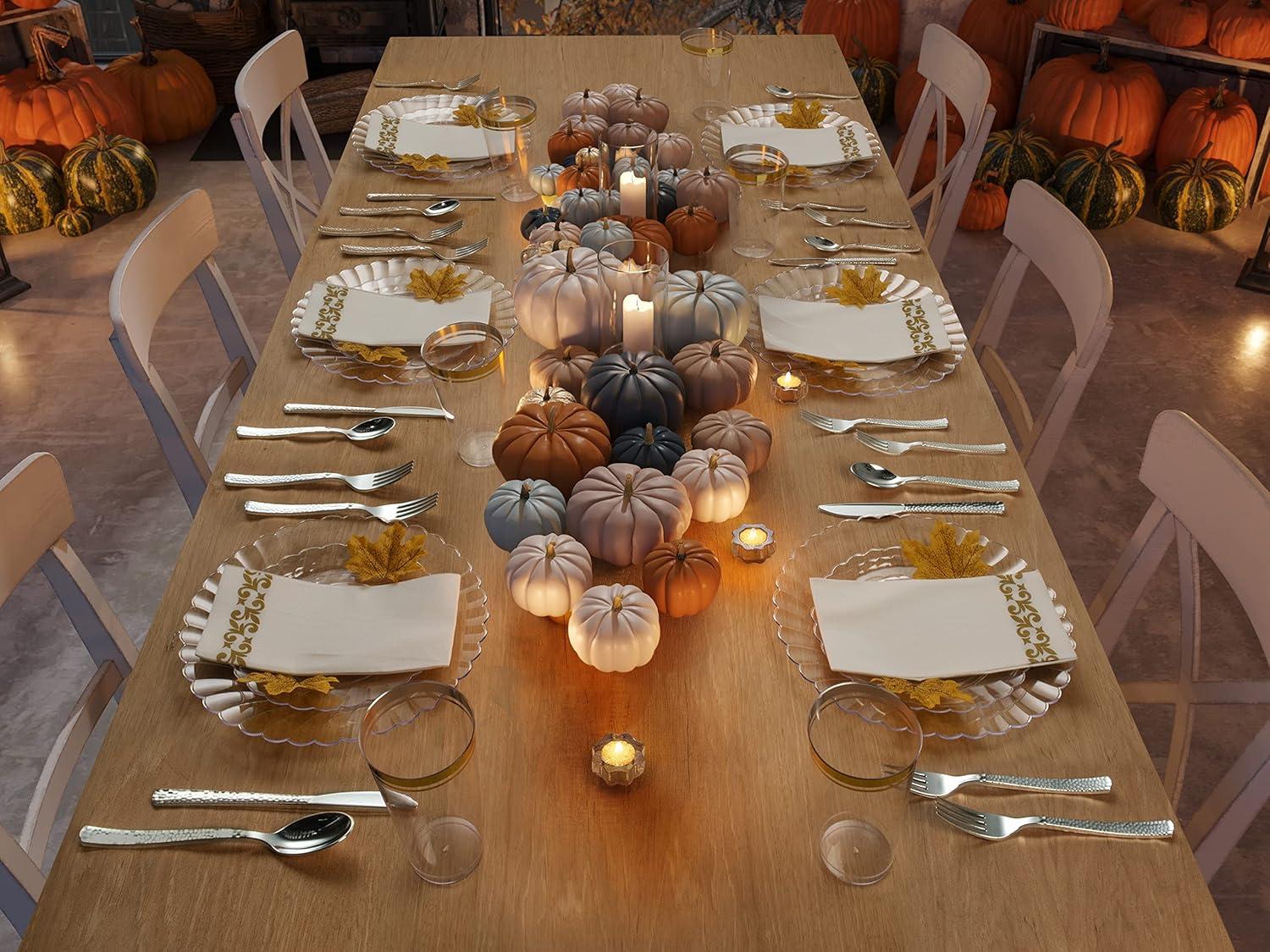 Perfect Settings Tableware 50 Pcs Clear Plastic Disposable Party Dinnerware Combo Set Dinner and Salad Size Plates (Set of 25)