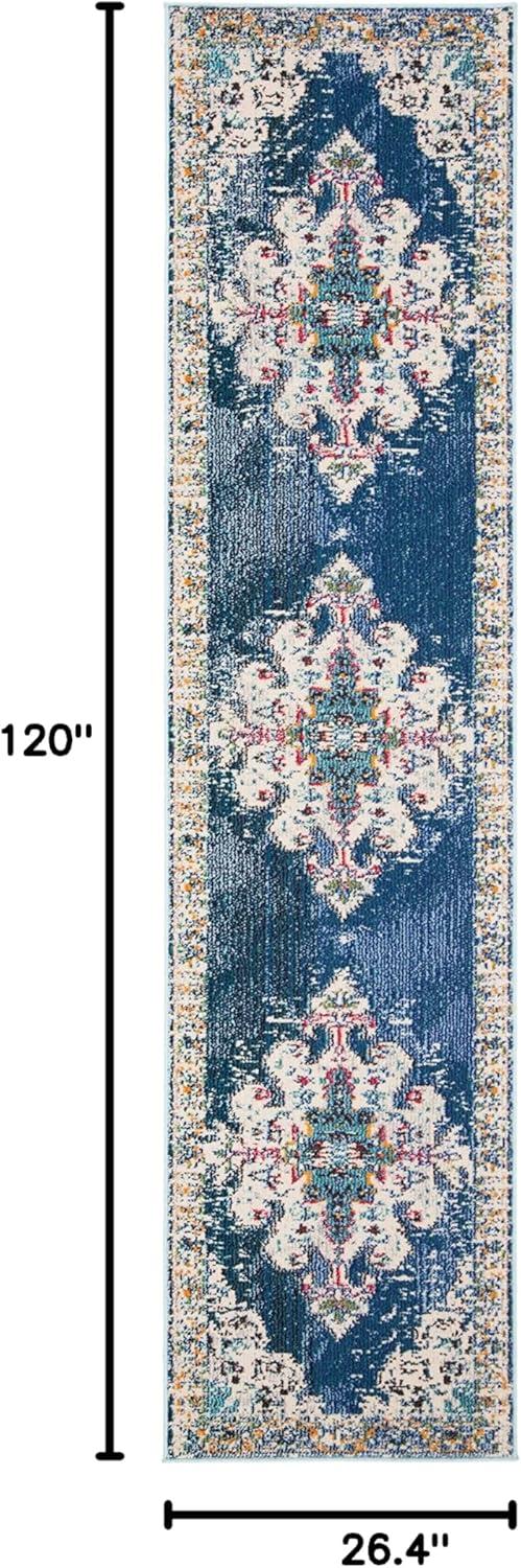 Madison MAD452 Power Loomed Indoor Runner Rug - Navy/Grey - 2'2"x10' - Safavieh