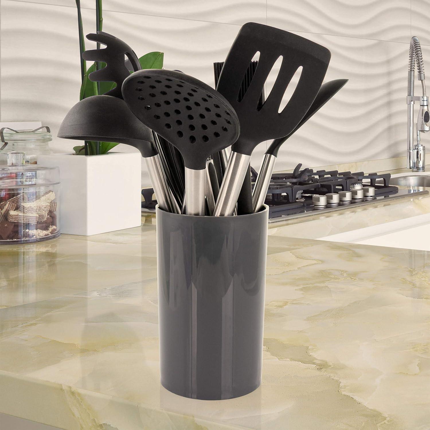 MegaChef 14 Piece Gray Silicone and Stainless Steel Cooking Utensils