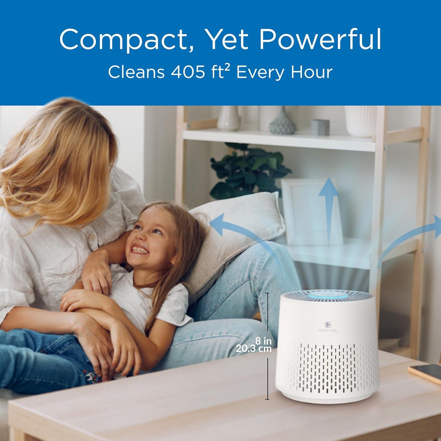 Compact White True HEPA H14 Tabletop Air Purifier