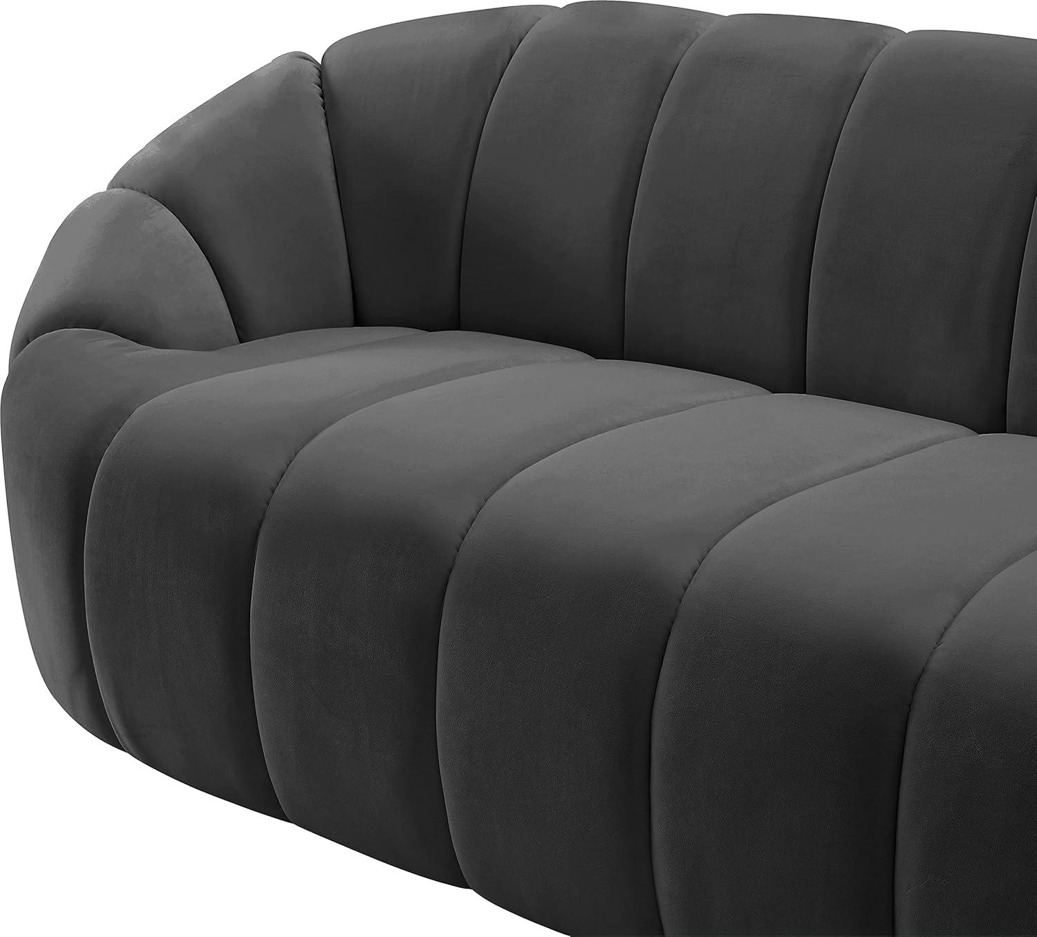 Elijah Oversized Grey Velvet Tufted Modern Sofa