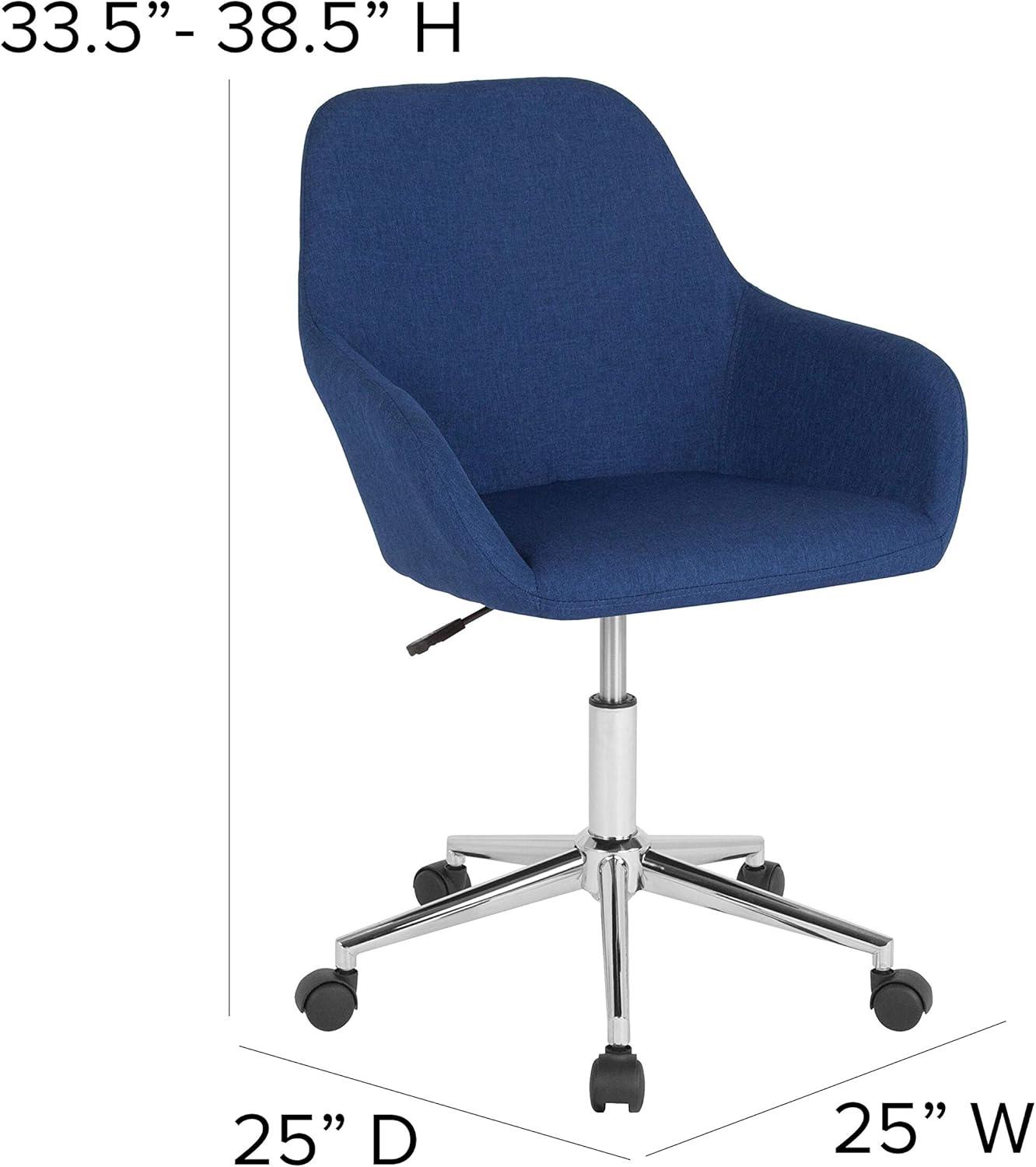 Blue Fabric Mid-Back Ergonomic Swivel Office Chair