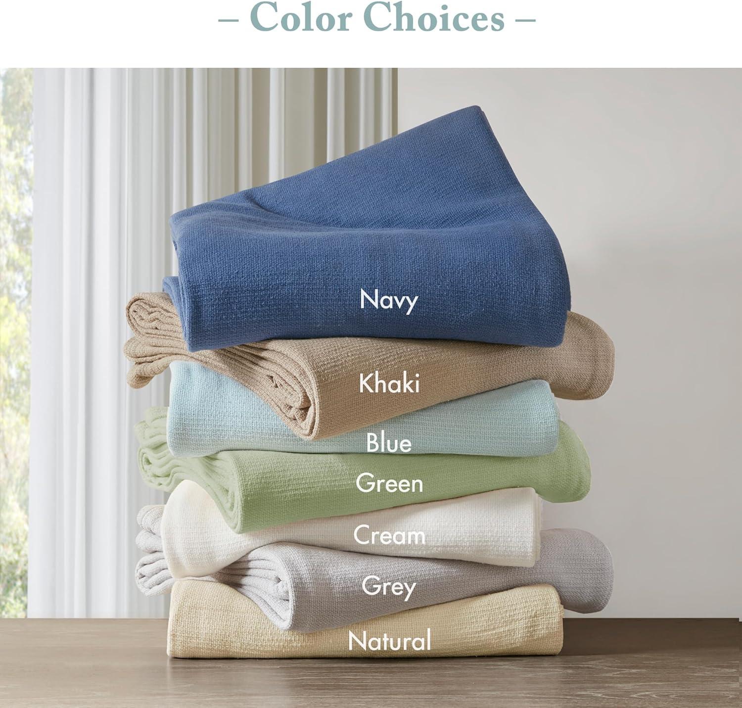 Madison Park Freshspun Basketweave Cotton Blanket