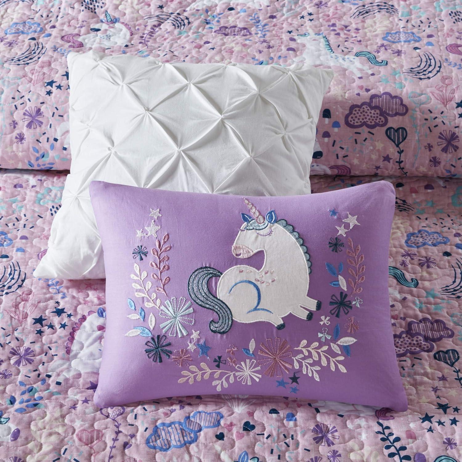 Urban Habitat Kids Lola Unicorn Reversible Cotton Quilt Set with Throw Pillows
