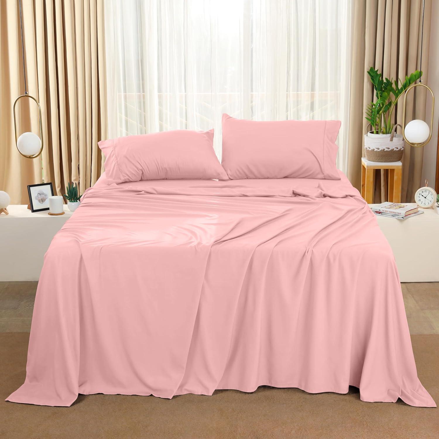 Pink Queen Solid Microfiber 4-Piece Sheet Set