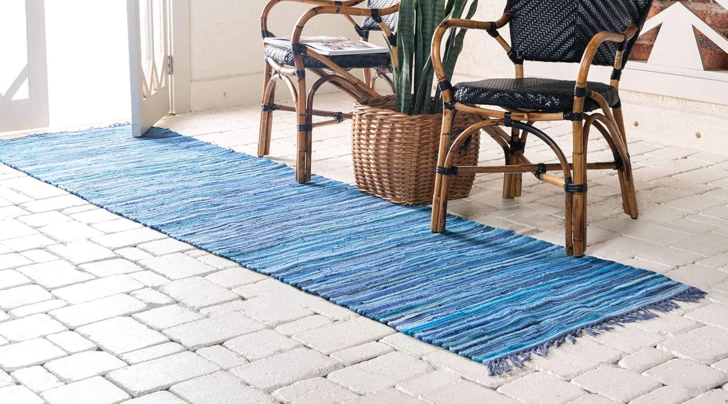 Unique Loom 2' 7 x 9' 10 Striped Chindi Cotton Runner Rug
