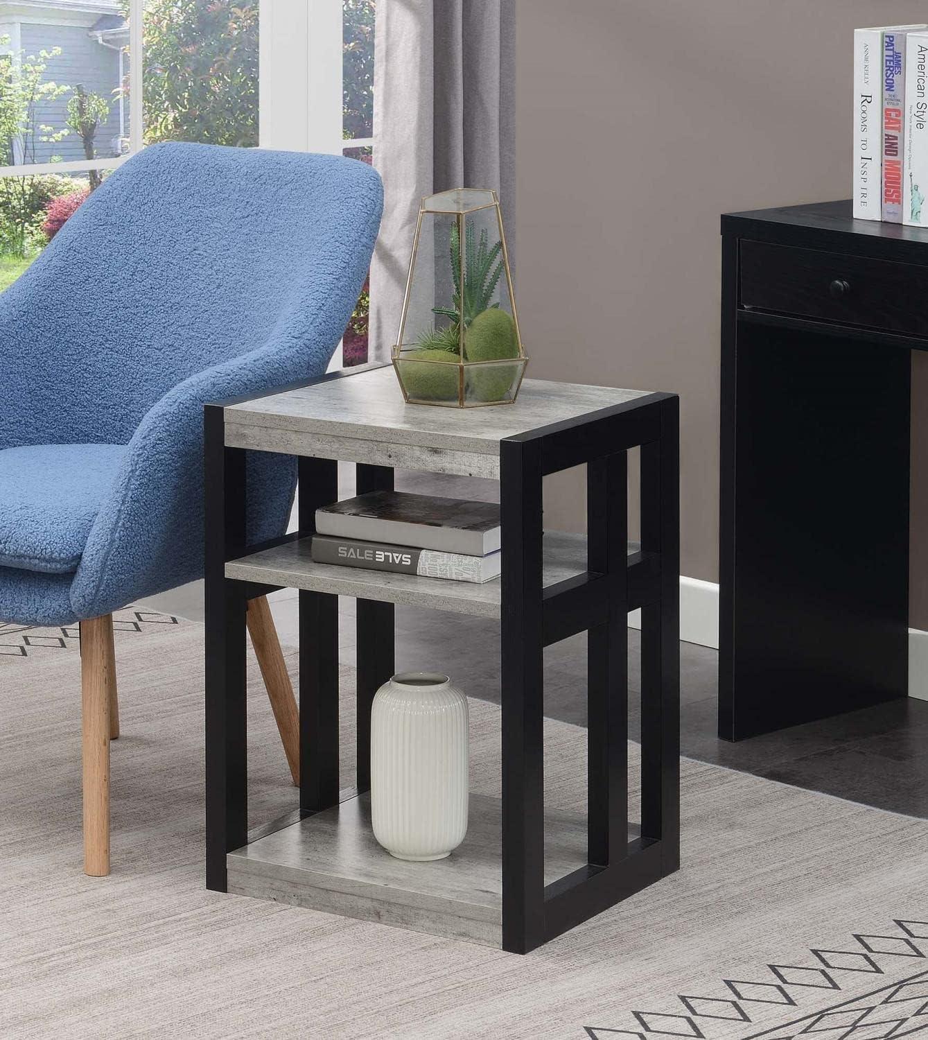 Convenience Concepts Monterey End Table with Shelves in Gray Wood Finish