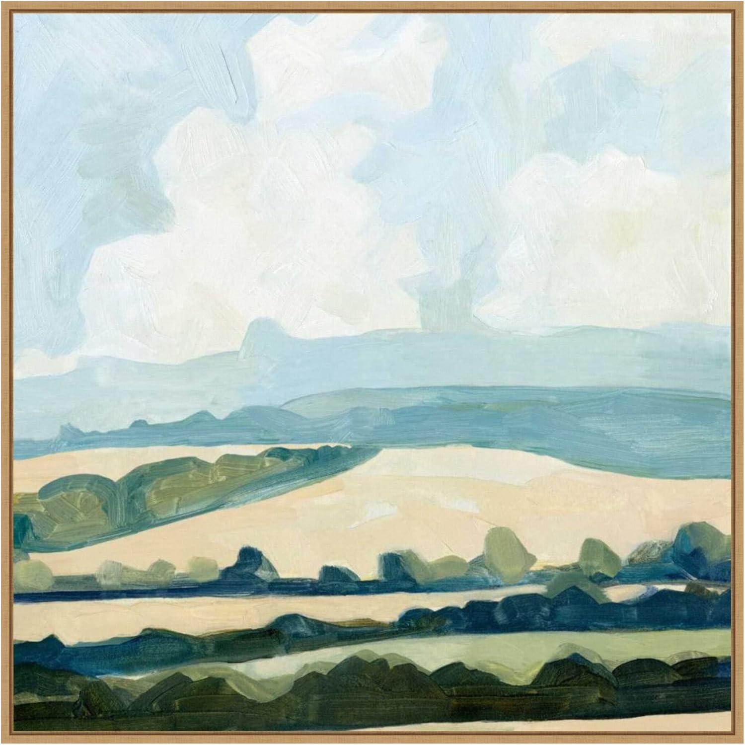 Amanti Art 30" x 30" Fieldscape II by Emma Caroline Framed Canvas Wall Art Print : Modern Lithograph, Polystyrene Frame