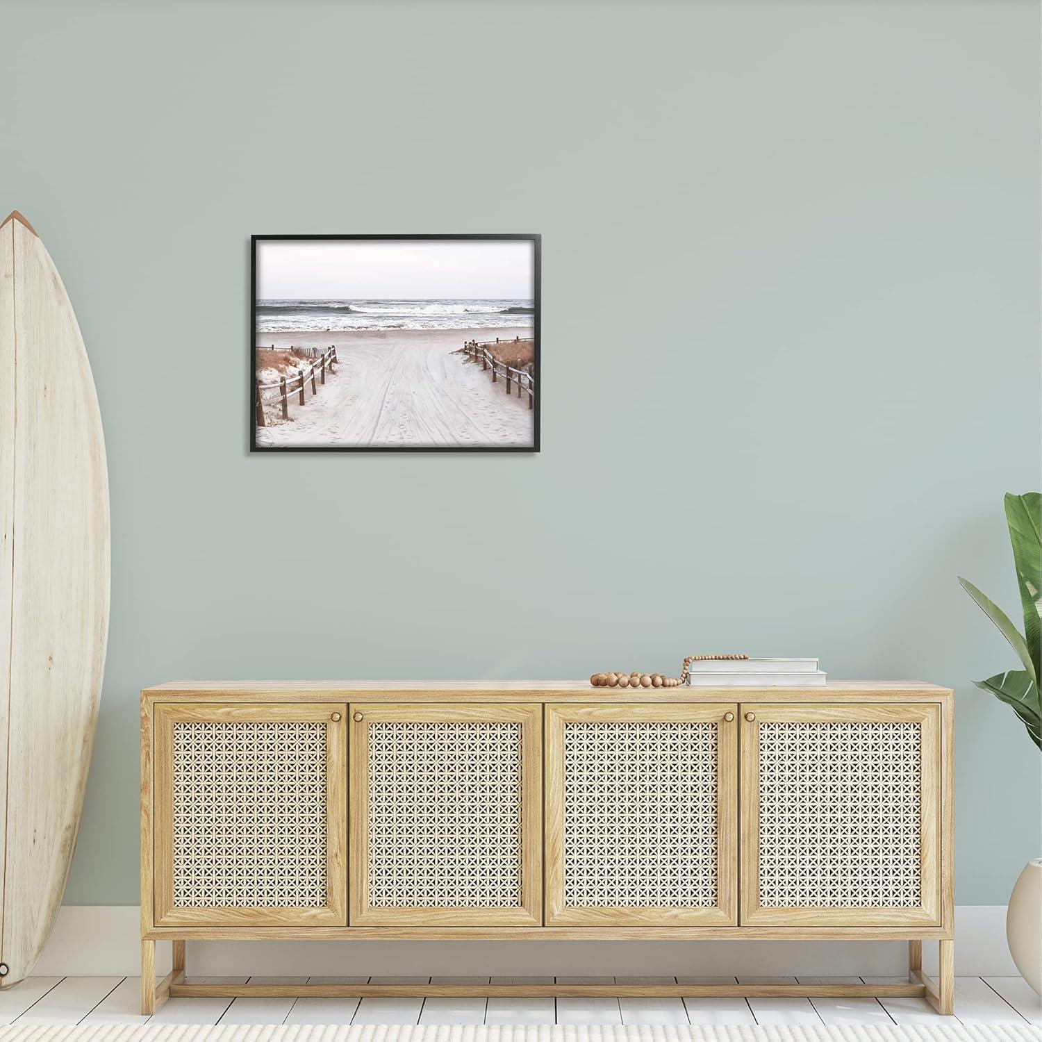Stupell Industries Beach Waves Foggy Horizon Framed Giclee, 24 x 30