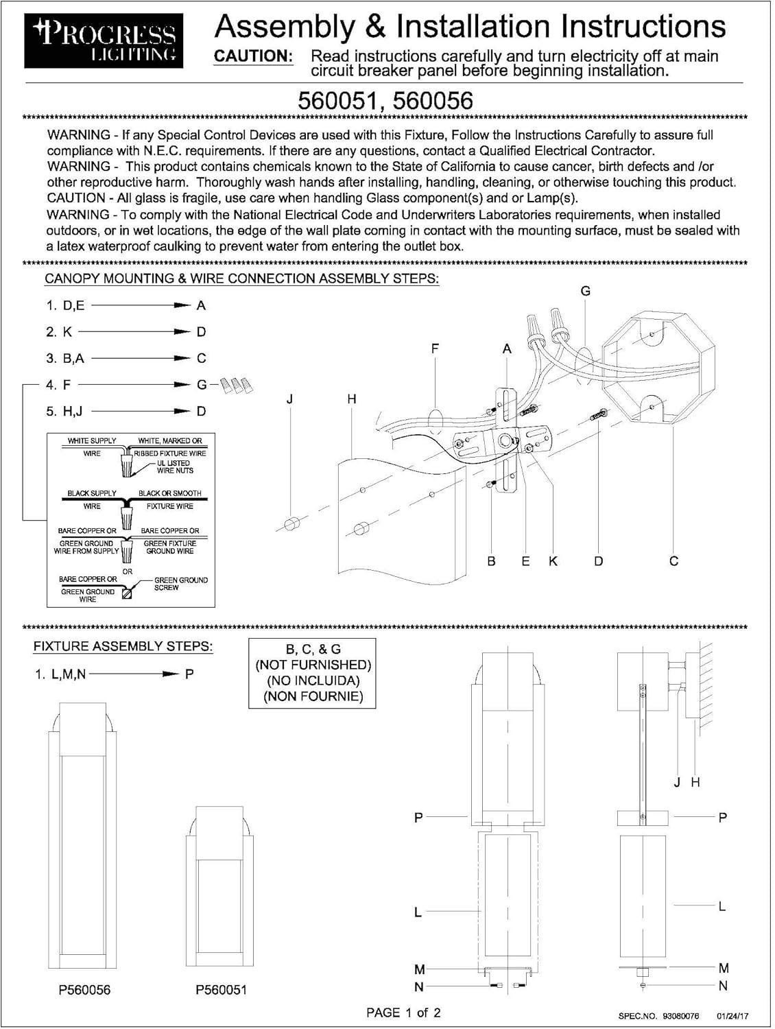 Progress Lighting Z-1030 1-Light Outdoor LED Sconce, Aluminum, Black Finish, Clear Glass Shade