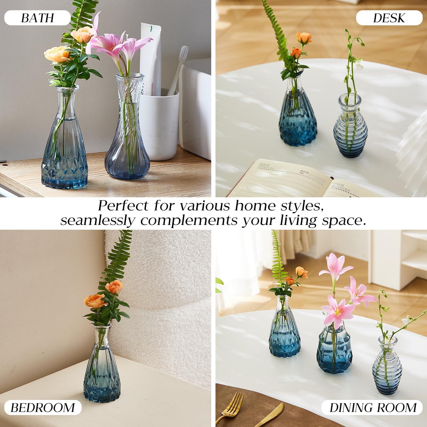 Bud Vases Set of 12, Small Glass Vases for Centerpieces, Small Flower Vases for Centerpieces, Vintage Mini Vase, Clear Bud Vase for Wedding Table Decor