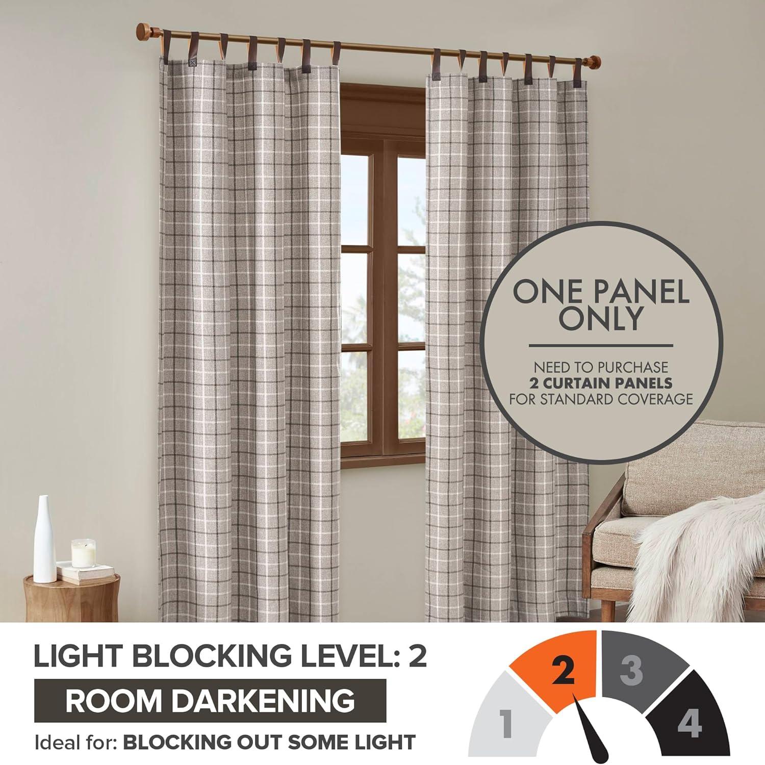 Anaheim Woven Plaid Room Darkening Thermal Fleece Lined Single Curtain Panel