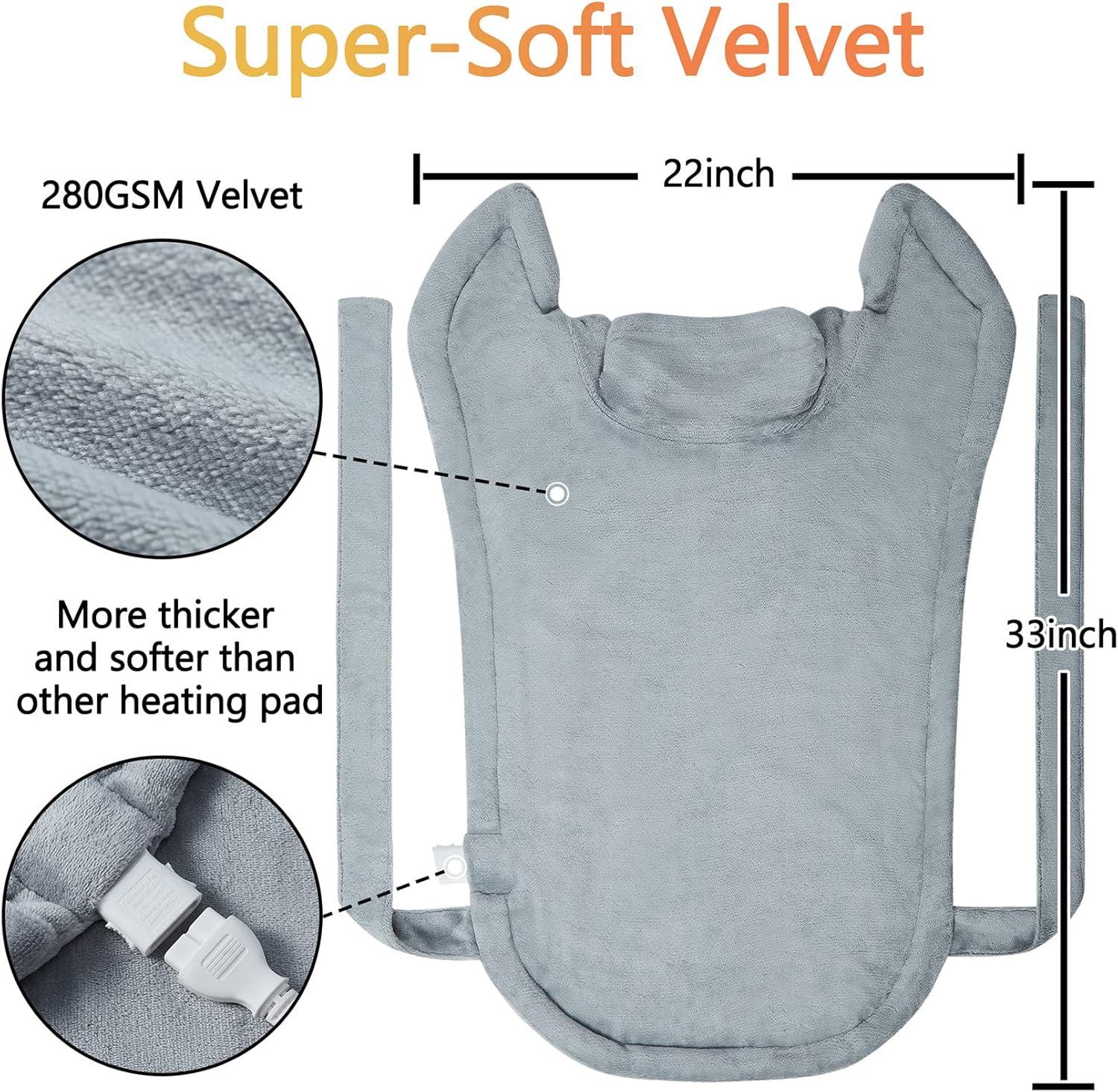 Large Grey Electric Heating Pad for Neck and Shoulders