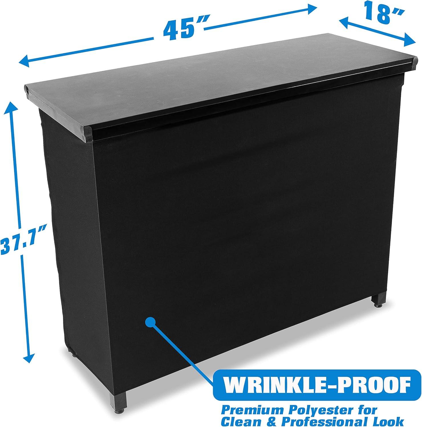 GoPong PRO Commercial Grade Portable Bar with Foldable Design and Storage Shelves, Black