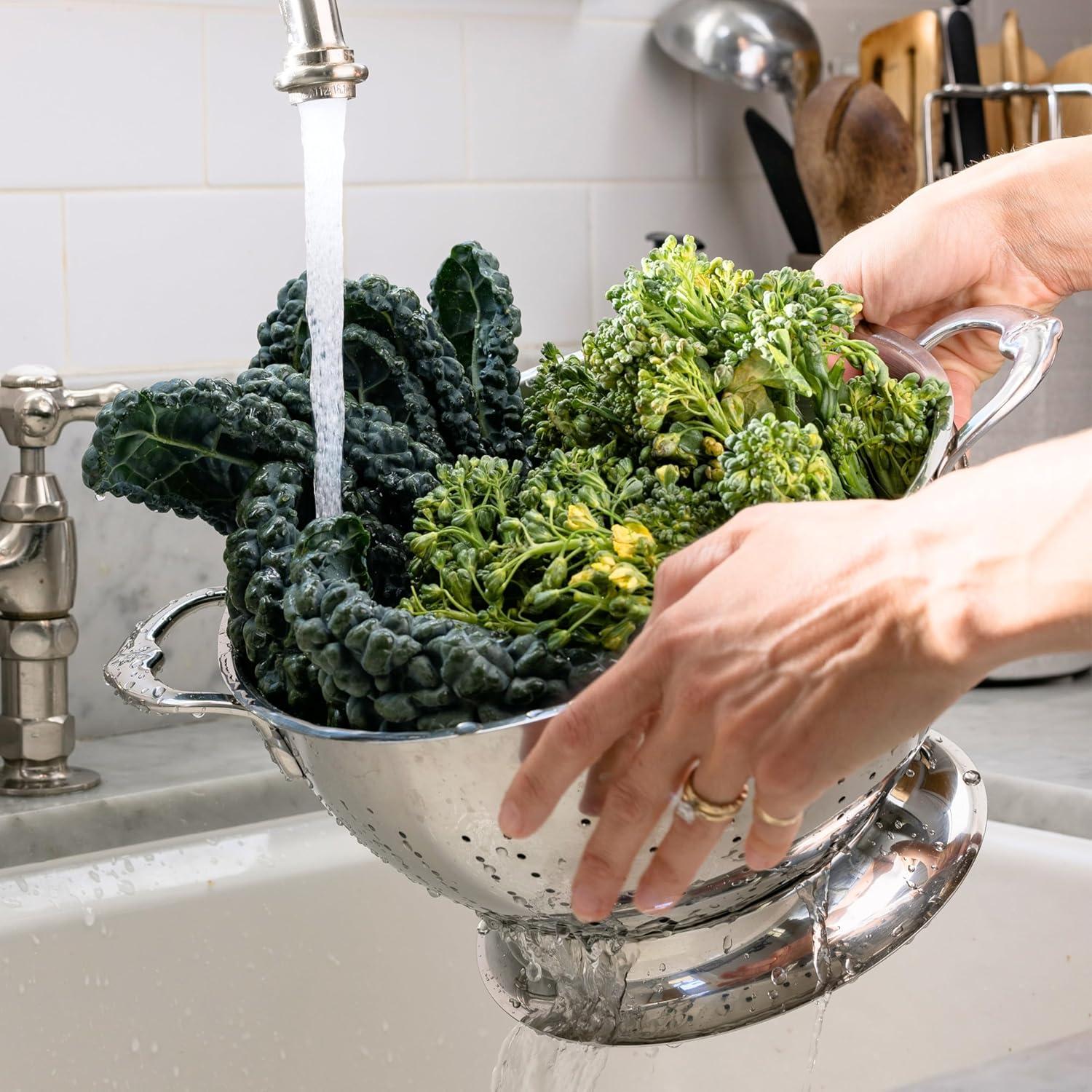 3-Quart Silver Stainless Steel Colander with Handles