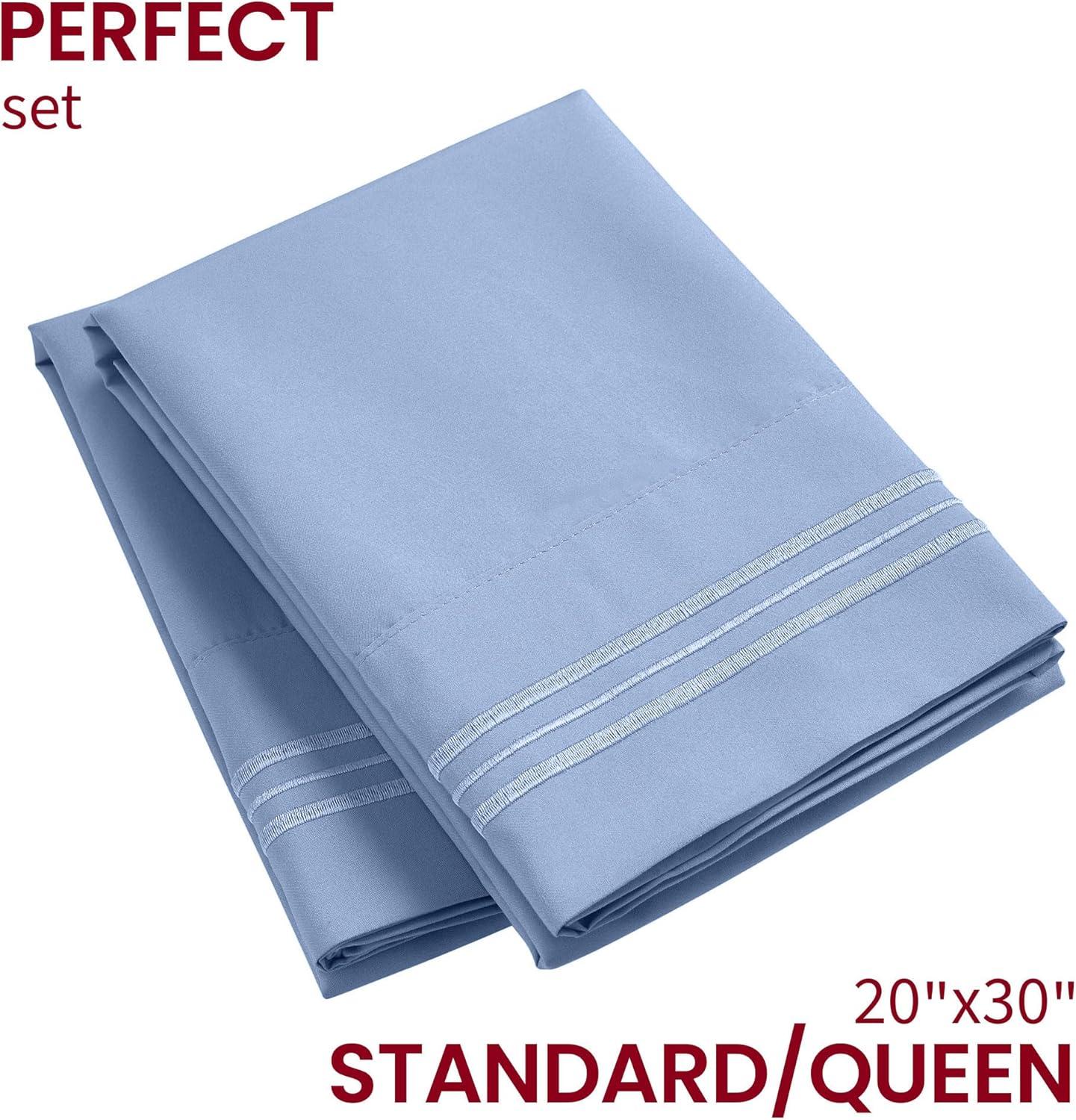 Mellanni Microfiber Pillowcases with Envelope Closure, Standard / Queen, Sky Blue, 2 Count