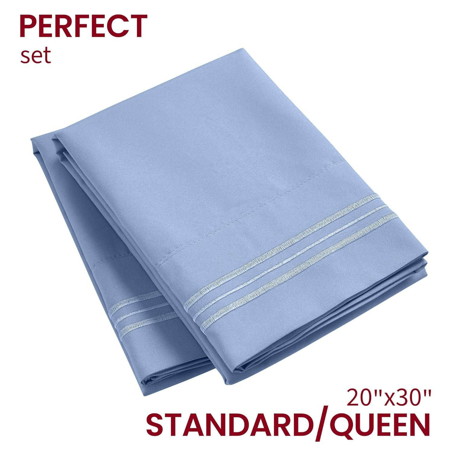 Mellanni Microfiber Pillowcases with Envelope Closure, Standard / Queen, Sky Blue, 2 Count
