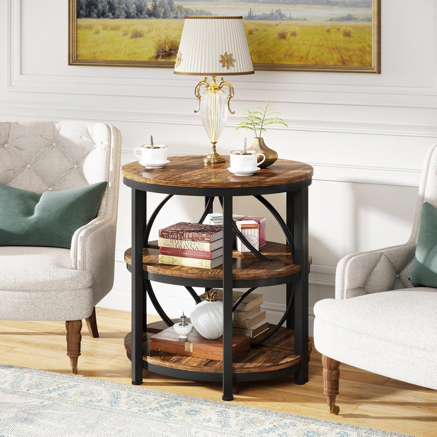 Tribesigns 1pc 3-Tier Semi Round End Table, Half Moon Accent Table