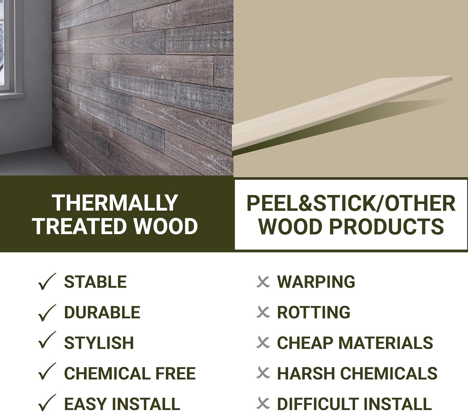 Thermo-Treated 1/4 in. x 5 in. x 4 ft. Barn Wood Wall Planks (10 sq. ft. 6-Pack)