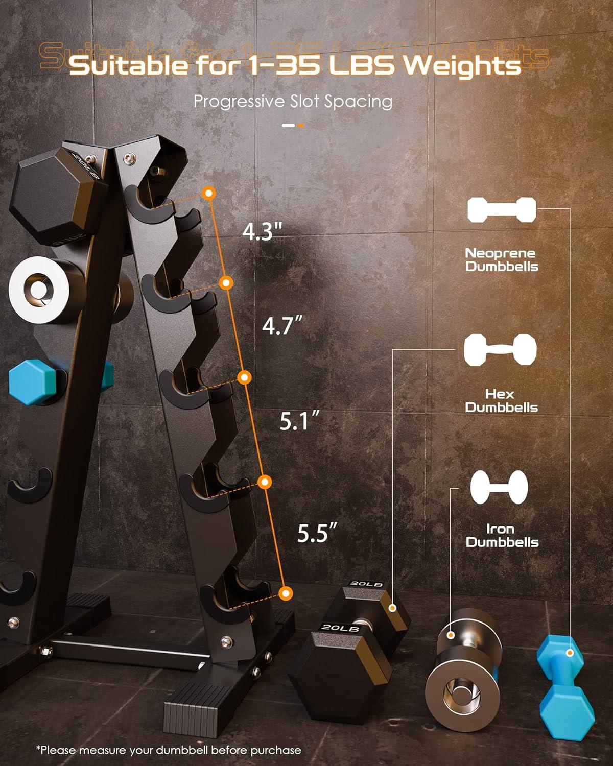 Black Steel 5-Tier A-Frame Dumbbell Rack Stand