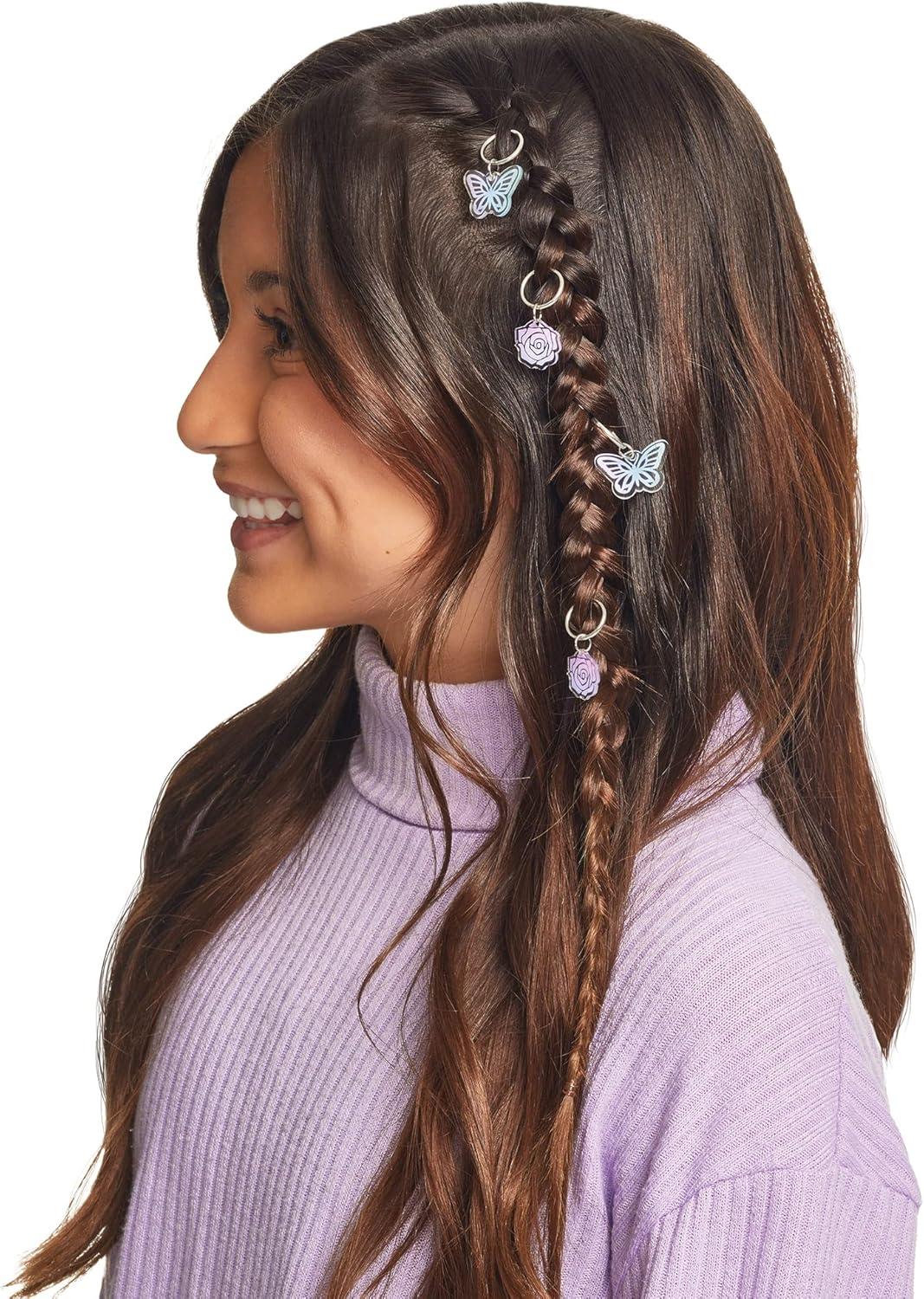 Make It Real: Crown Of Enchantment - DIY Jewelry Kit, Create Up To 12 Eye-Catching Charm Hair Accessories, Butterflies, Pink Purple Blue, 73 Pieces, All-In- 1 DIY KIT, Tweens & Girls, Kids Ages 8+