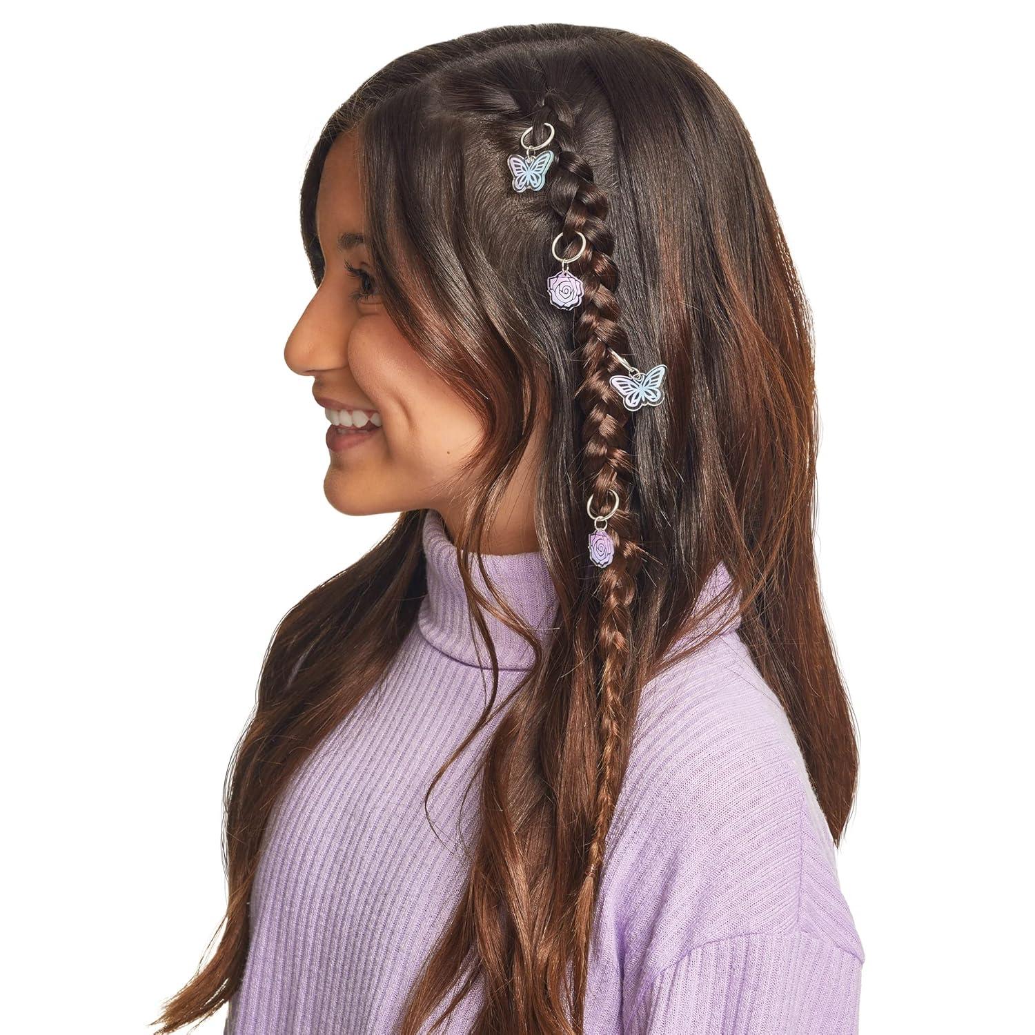 Make It Real: Crown Of Enchantment - DIY Jewelry Kit, Create Up To 12 Eye-Catching Charm Hair Accessories, Butterflies, Pink Purple Blue, 73 Pieces, All-In- 1 DIY KIT, Tweens & Girls, Kids Ages 8+