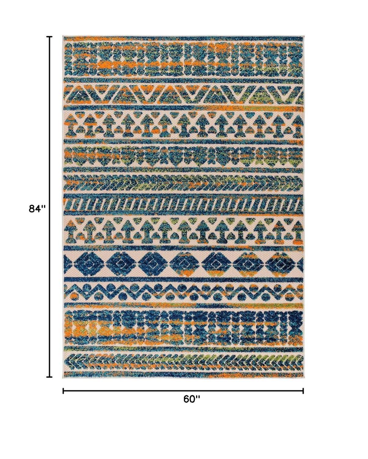 World Rug Gallery Modern Stripes Faded Geometric Indoor/Outdoor Area Rug