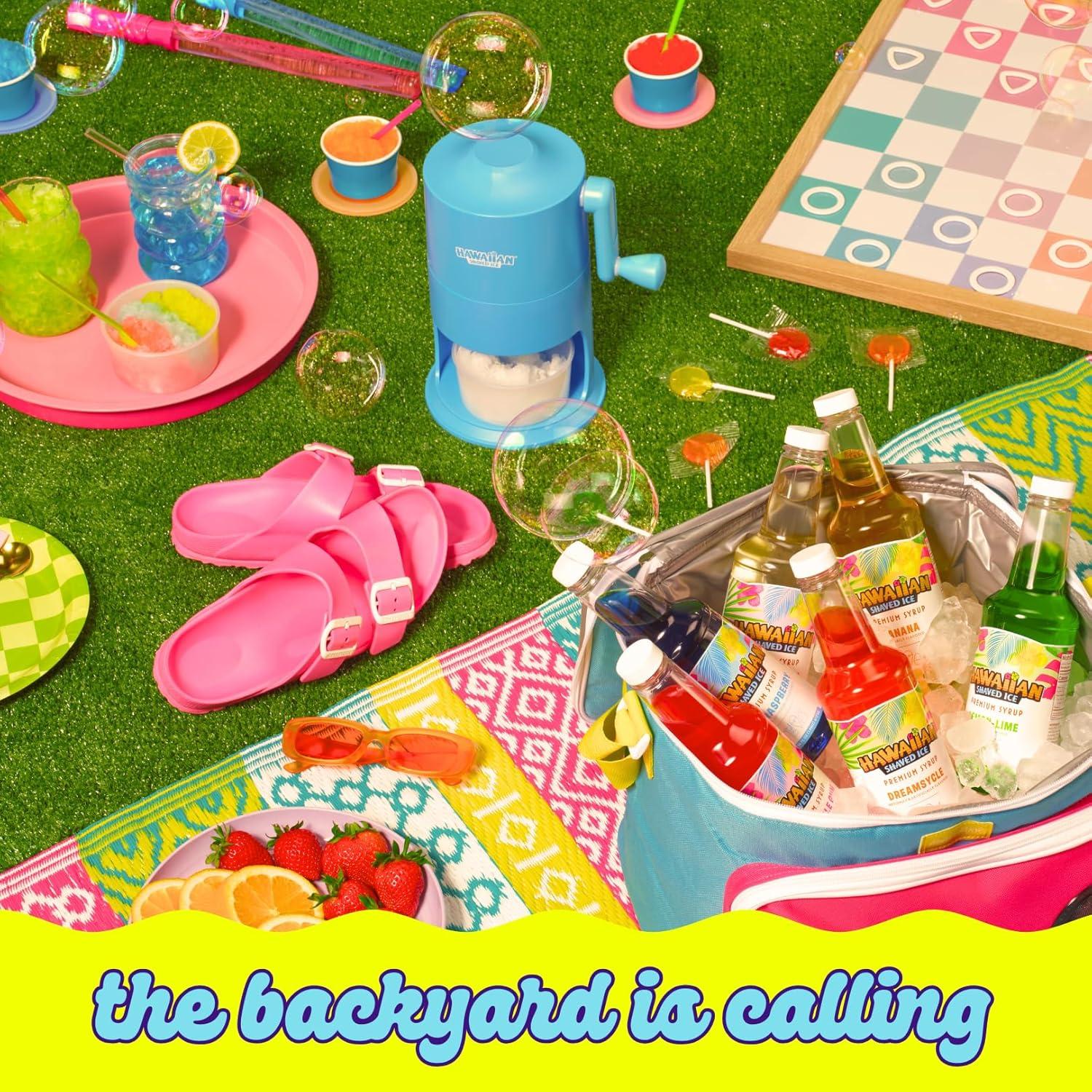 Hawaiian Shaved Ice Electric Home Snow Cone Maker Kit with 6 Flavors and Supplies